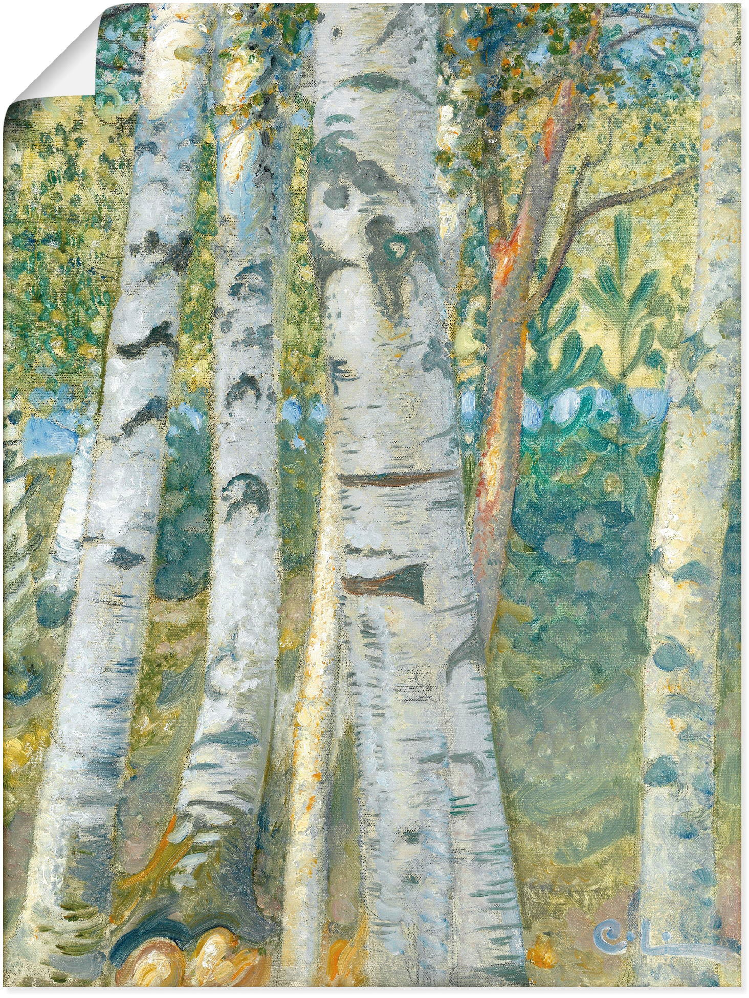 Artland Kunstdruck »Birkenstämme. 1910«, Bäume, (1 St.), als Leinwandbild, Wandaufkleber oder Poster in versch. Grössen