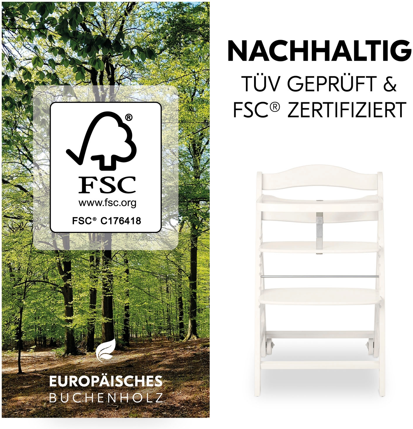Hauck Hochstuhl »Beta+« () mit Holzrädern