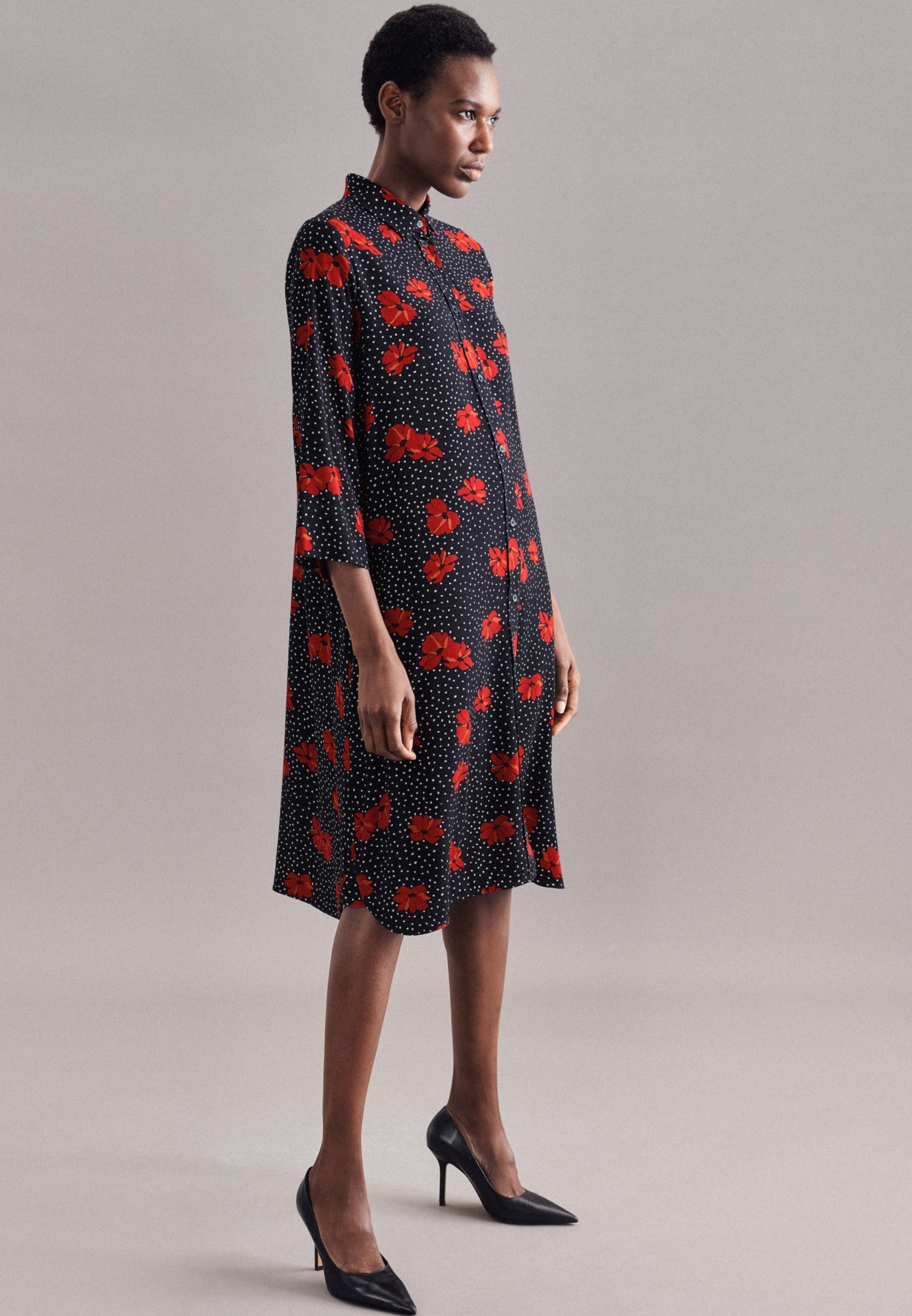 Image of seidensticker Sommerkleid »Schwarze Rose«, 3/4-Arm Kragen Floral bei Ackermann Versand Schweiz