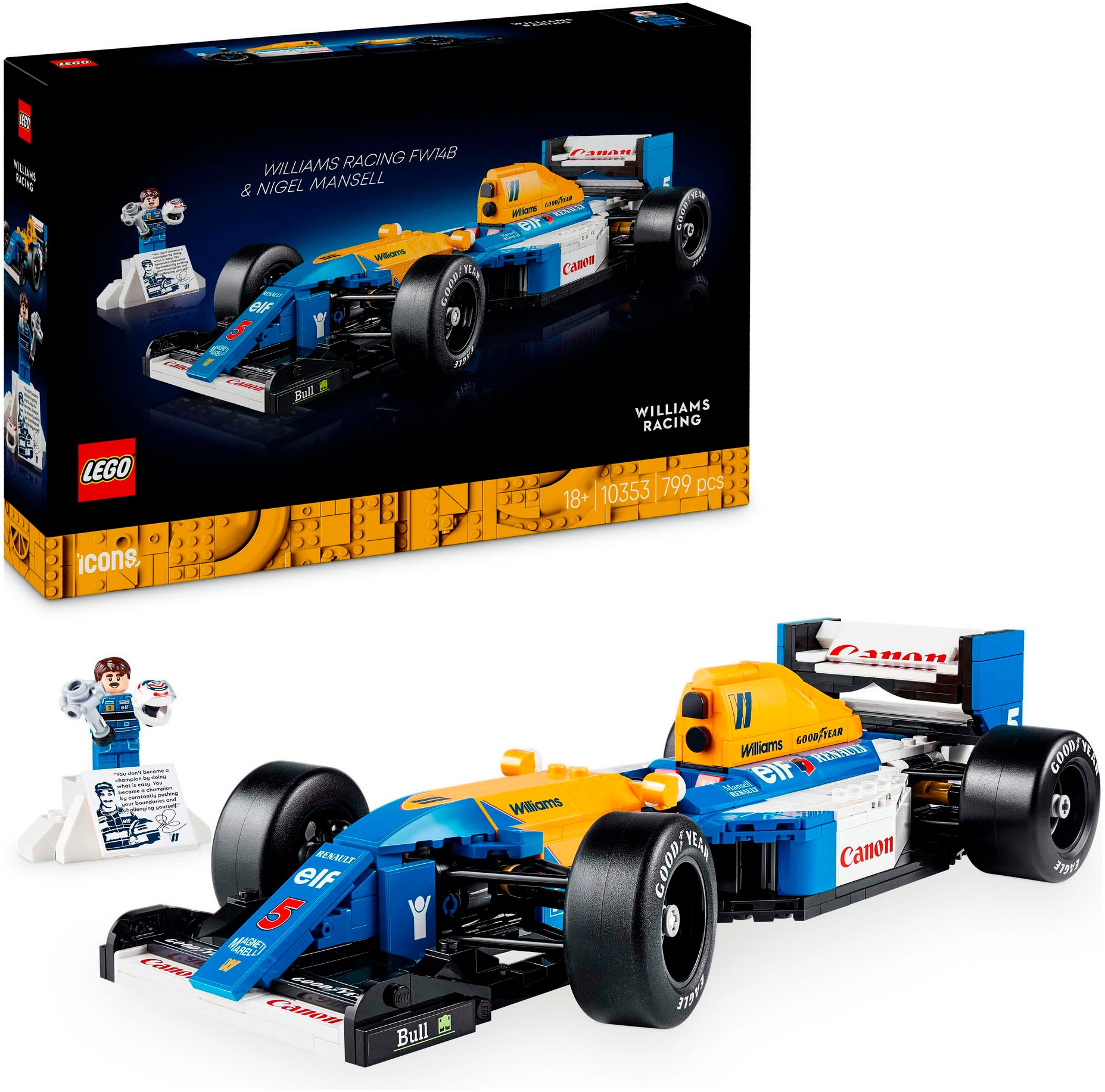 Image of LEGO Konstruktionsspielsteine "Williams Racing FW14B mit Nigel Mansell (10353), LEGO Icons" Made in Europe