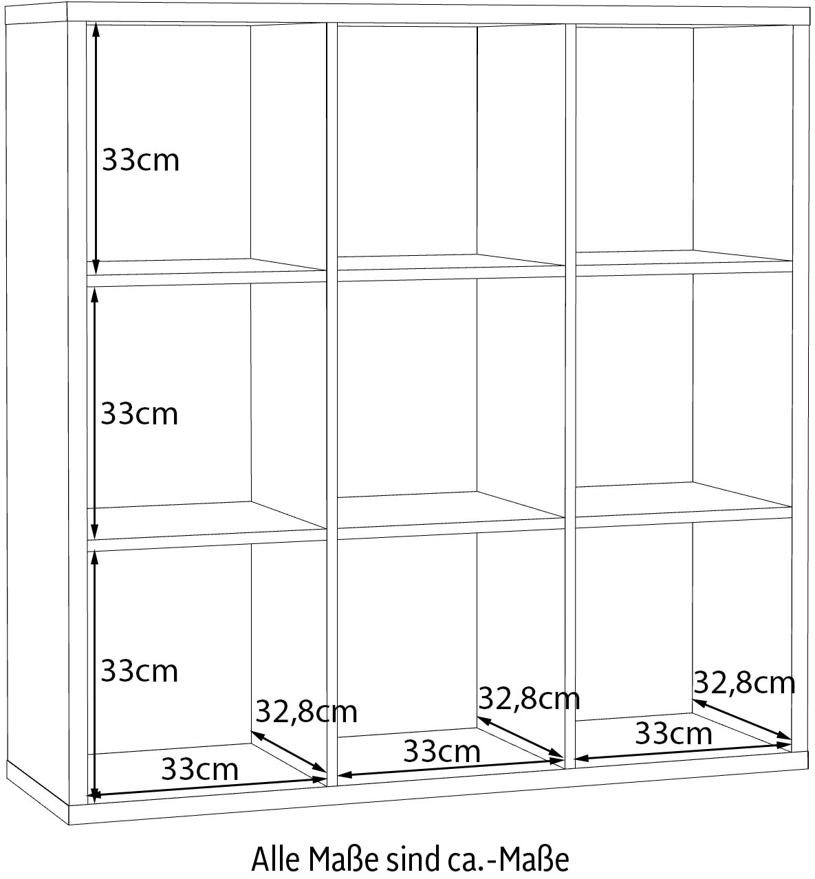 FORTE Standregal »Mauro« Fachgrösse 33x33cm, 4 Fächer