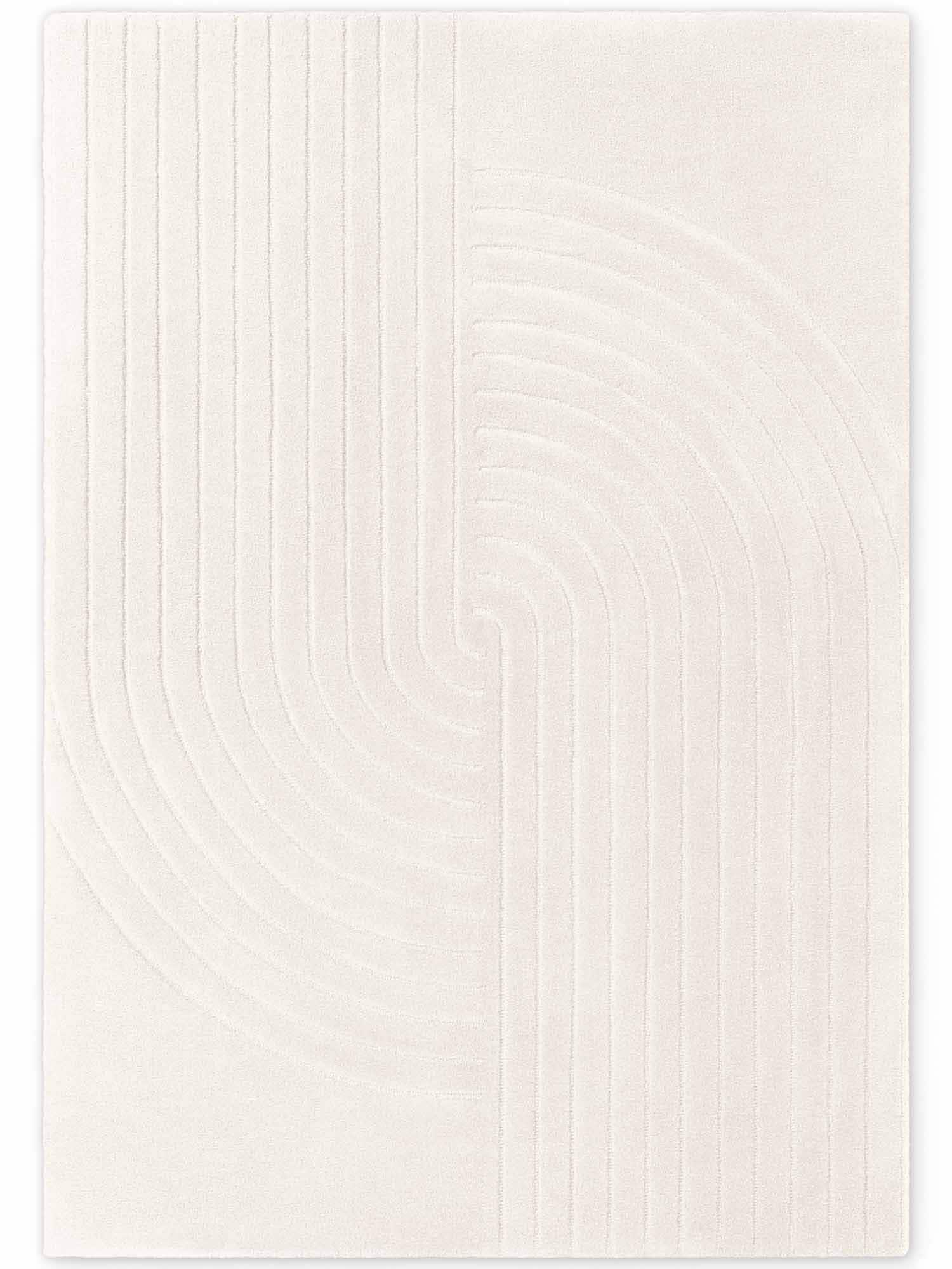 vikosa Wollteppich »Arcura« rechteckig 15 mm Höhe Wolle Handgemacht, Hoch-Tief-Effekt, Geometrisches Linien Wellendesign