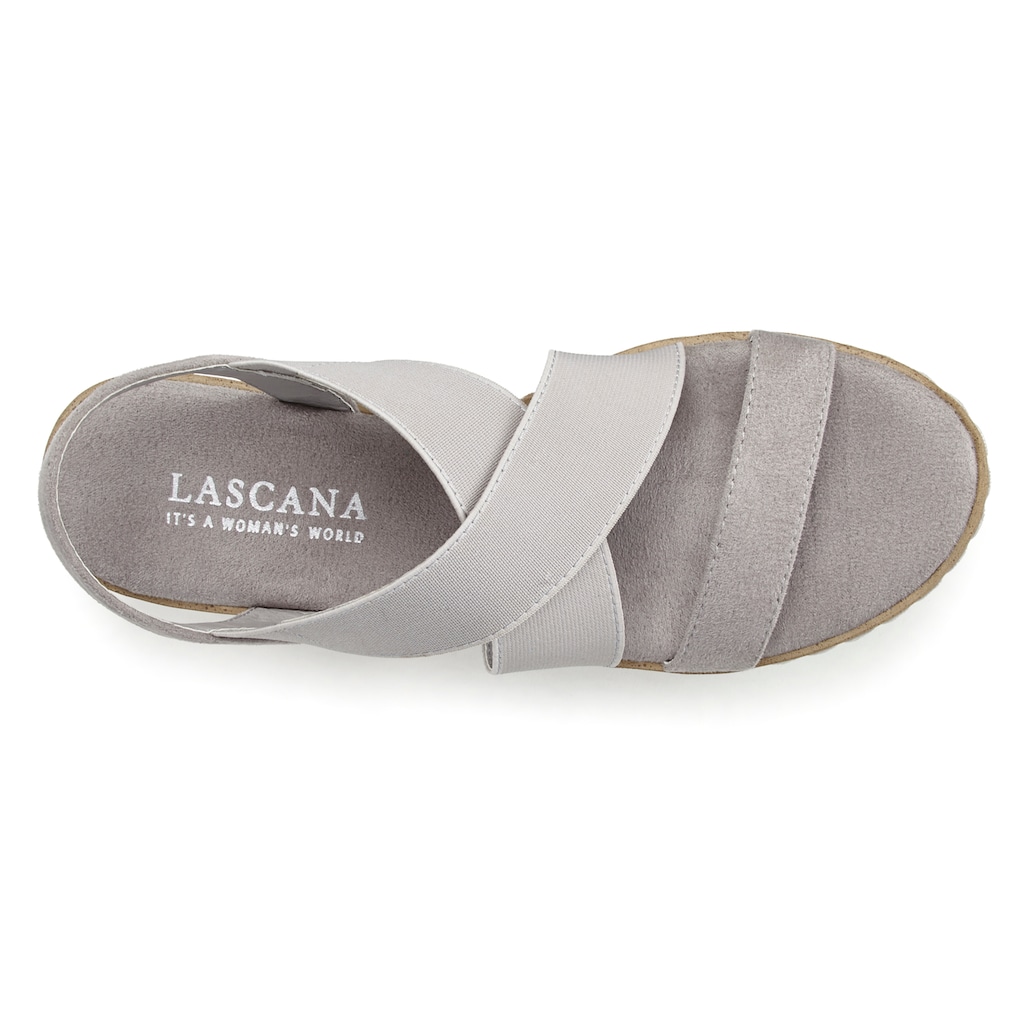 LASCANA Sandalette, mit Keilabsatz und elastischen Riemen