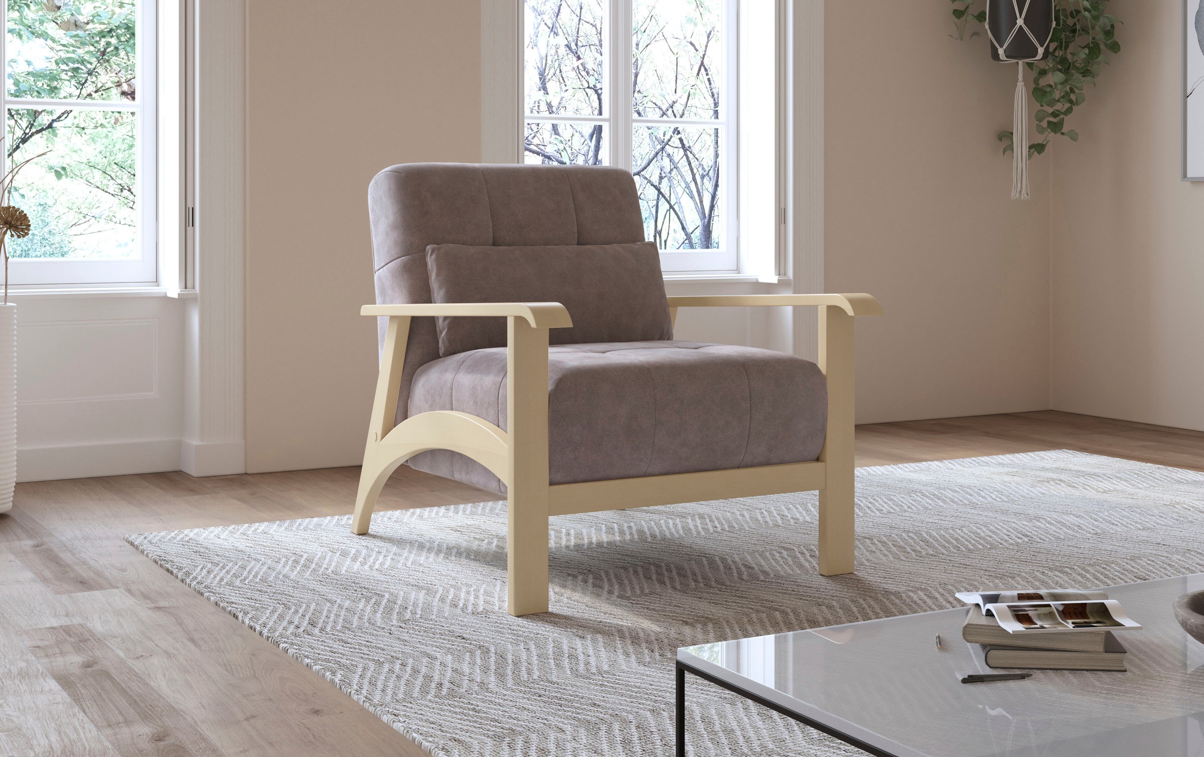sit&more Sessel »Billund«, Armlehnen aus Buchenholz in natur, verschiedene Bezüge und Farben