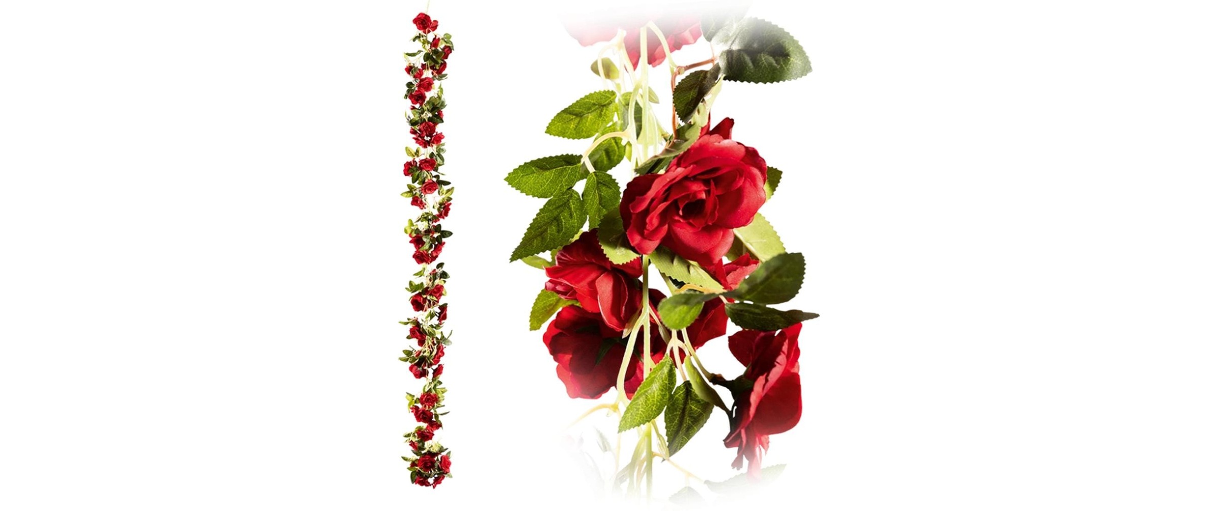 Image of Kunstgirlande "Dekomat AG mit 60 Rosen 170 cm" Künstliche Blumengirlande mit 60 roten Rosen