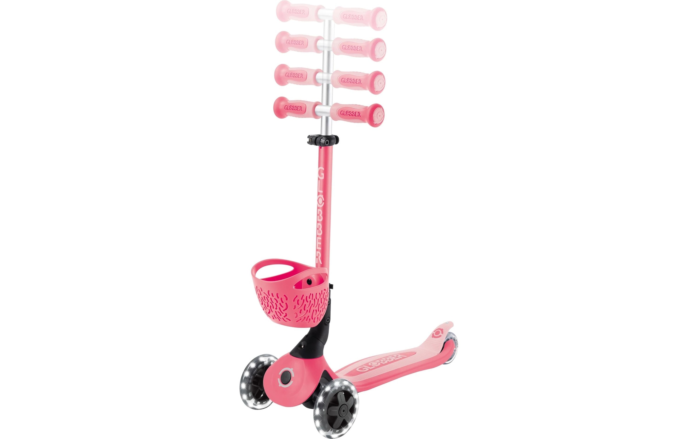 Globber Scooter »GO-UP BABY 360 LIGHTS, mit Leuchtrollen und Leuchtmodul« Aufsitzrad, Laufrad und Scooter in Einem