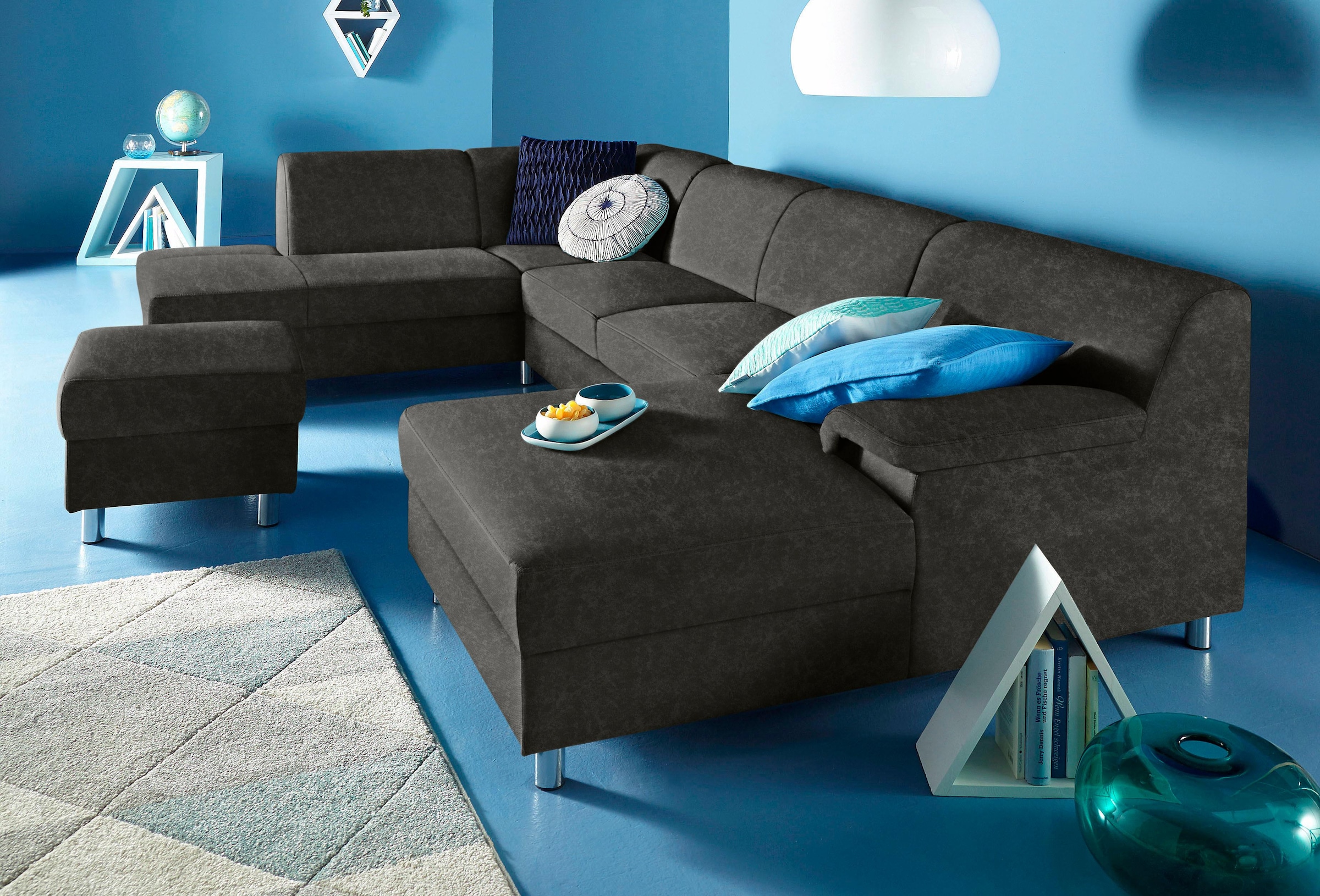 Home affaire Wohnlandschaft »Jamie, zeitloses Design, fester Sitzkomfort, viel Platz, U-Form« wahlweise mit Bettfunktion