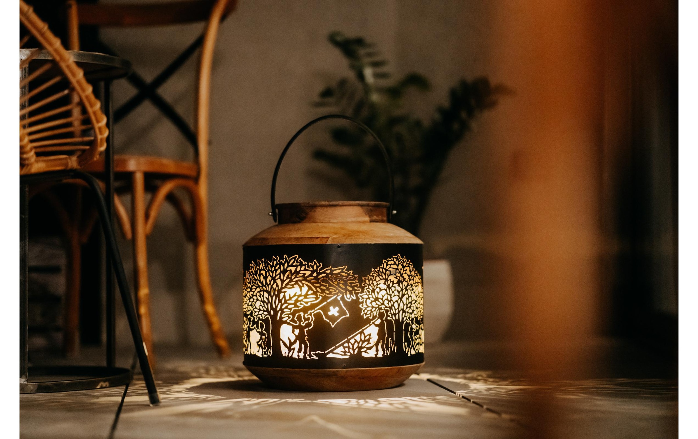 Kadastar Lanterne à bougie »Bergchilbi 37 cm« Laterne Scherenschnitt