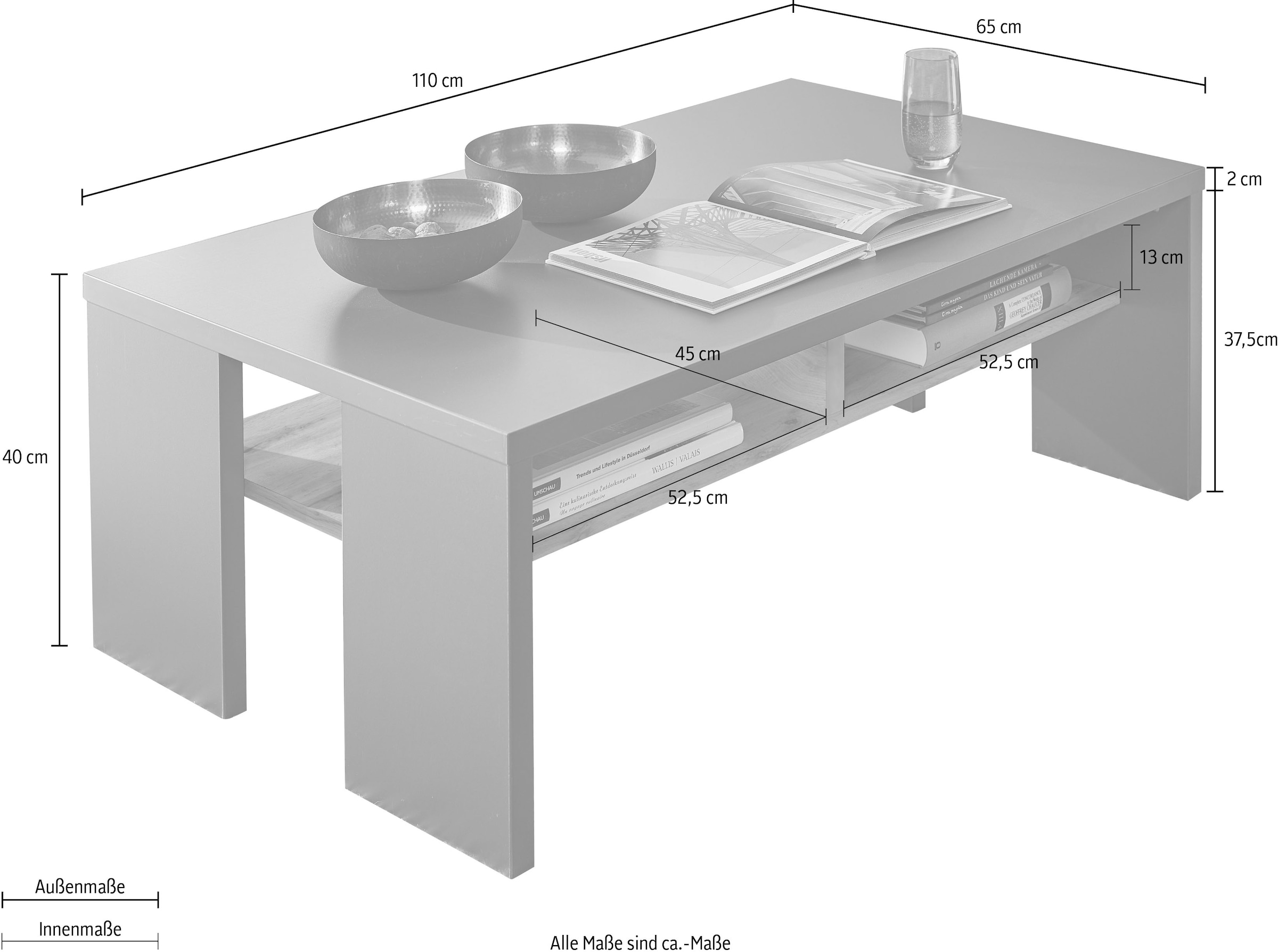 Innostyle Table basse »Fun Plus II« 1 cuis tlg. 2 compartiments, protection d'angle ABS
