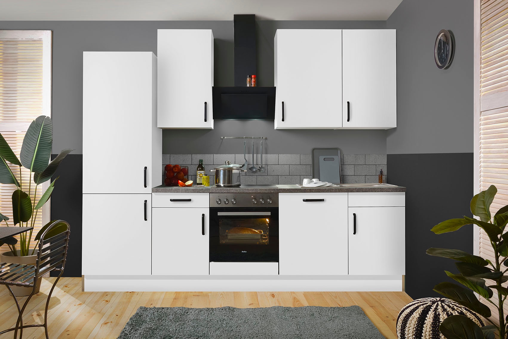 wiho Küchen Kitchenette »"Simi", mit verstellbaren Füssen, Breite 280 cm,« wahlweise mit E-Geräten, Soft-Close-Funktion in Schubkästen & Auszügen