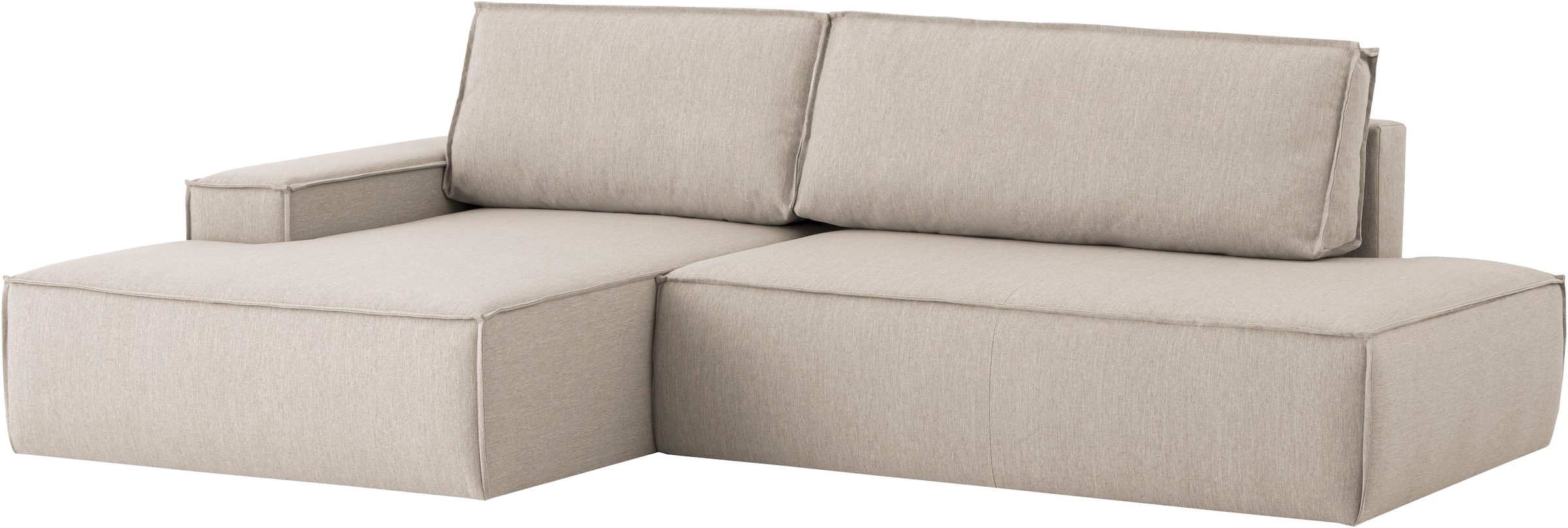 Home affaire Ecksofa »SHERWOOD, Schlafsofa in L-Form offen (275cm), Cord, Leinenoptik«, Schlaffunktion und Bettkasten, Kedernaht, hoher Sitz- & Liegekomfort