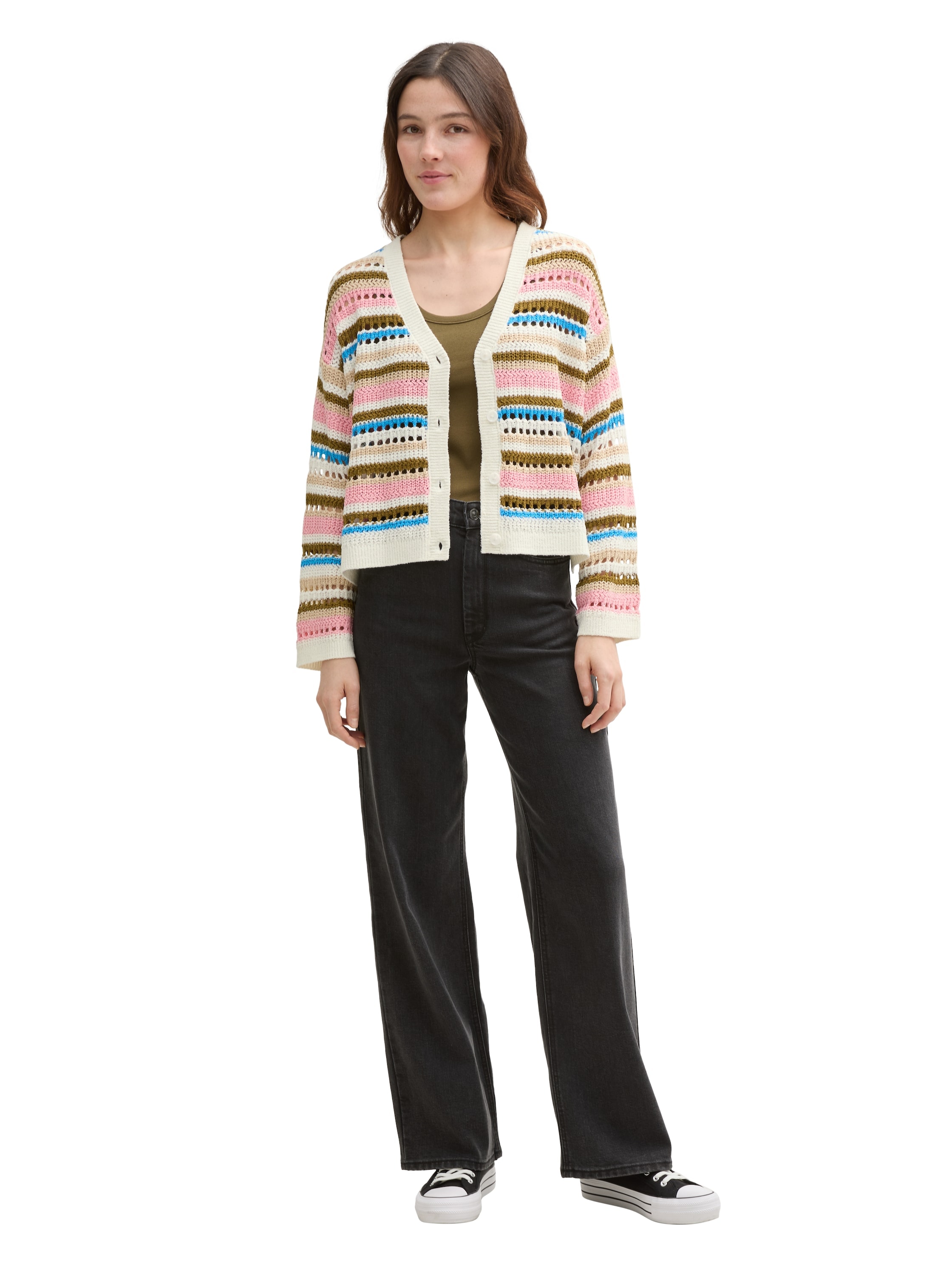 TOM TAILOR Denim Cardigan, mit Streifen Muster