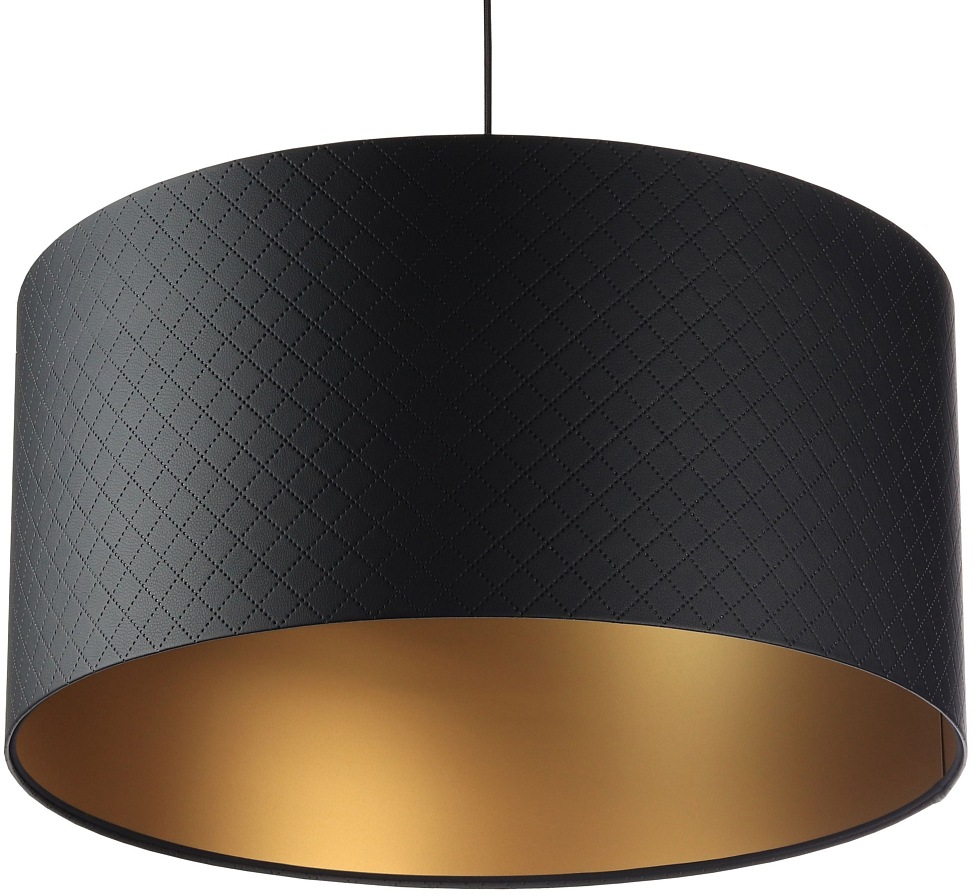 Image of Jens Stolte Leuchten Pendelleuchte »Leoni«, E27, 2 St., Strukturlederimitat, 40cm Ø, Stoffpendelleuchte S schwarz/mattgold bei Ackermann Versand Schweiz