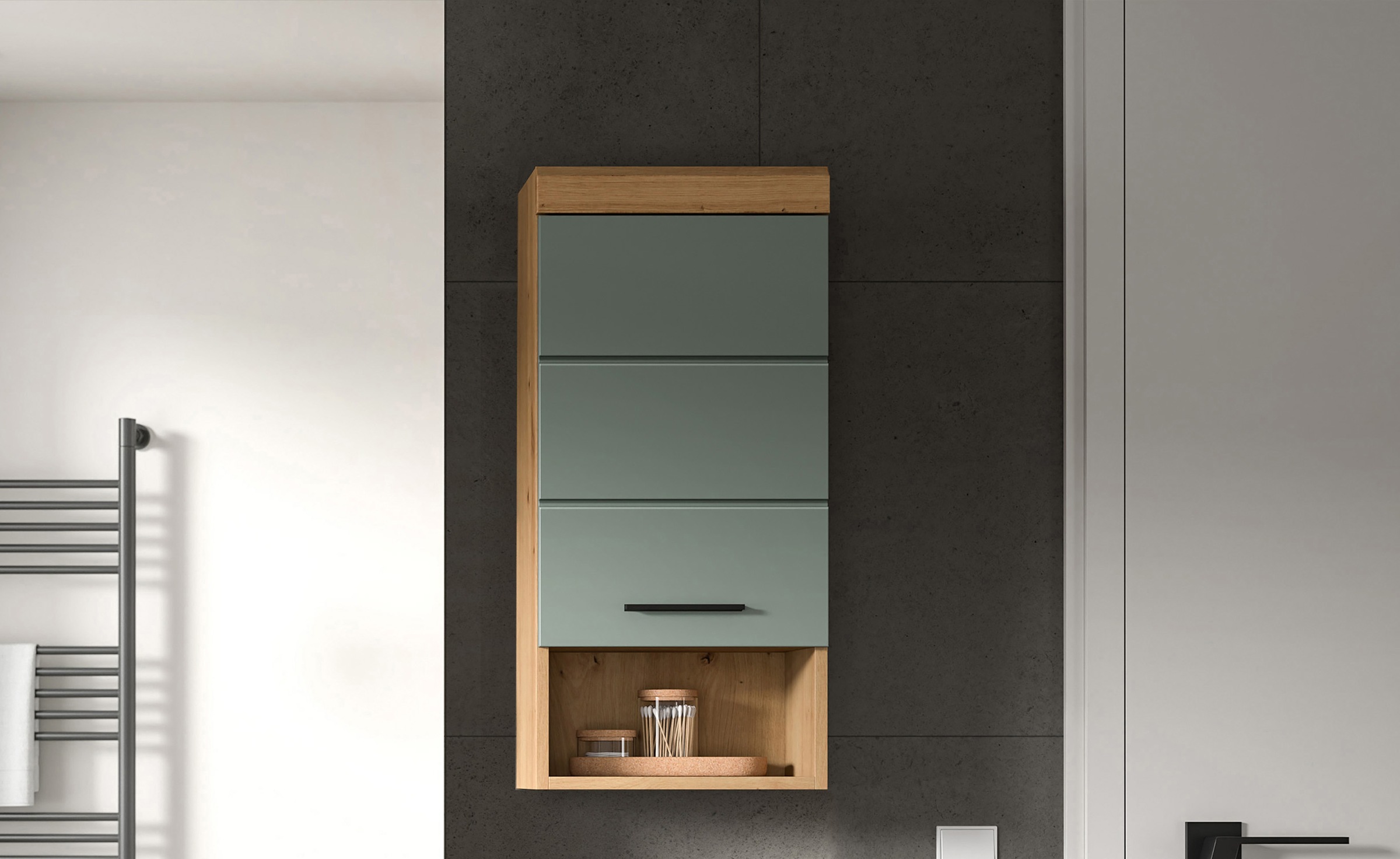 welltime Hängeschrank »SIENA, Breite 37cm, 1 Tür, 1 offenes Fächer, 1 Einlegeboden, MDF-Front« TOPSELLER!, 1 Stk. tlg. in verschiedenen Farben erhältlich, Badmöbel, Badschrank, Schrank, Bad