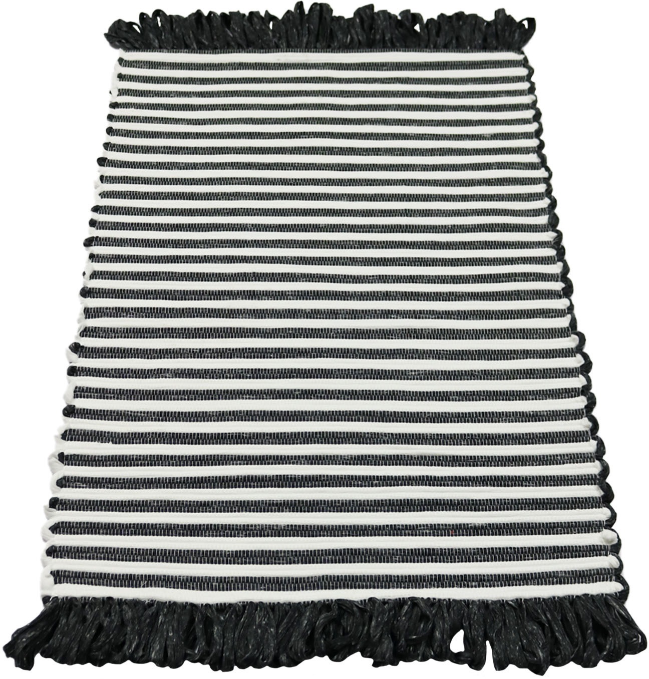 Image of andas Teppich »Vetle«, rechteckig, 15 mm Höhe, mit Fransen, Streifen-Design, schwarz-weiss, Wohnzimmer, Schlafzimmer, Esszimmer bei Ackermann Versand Schweiz