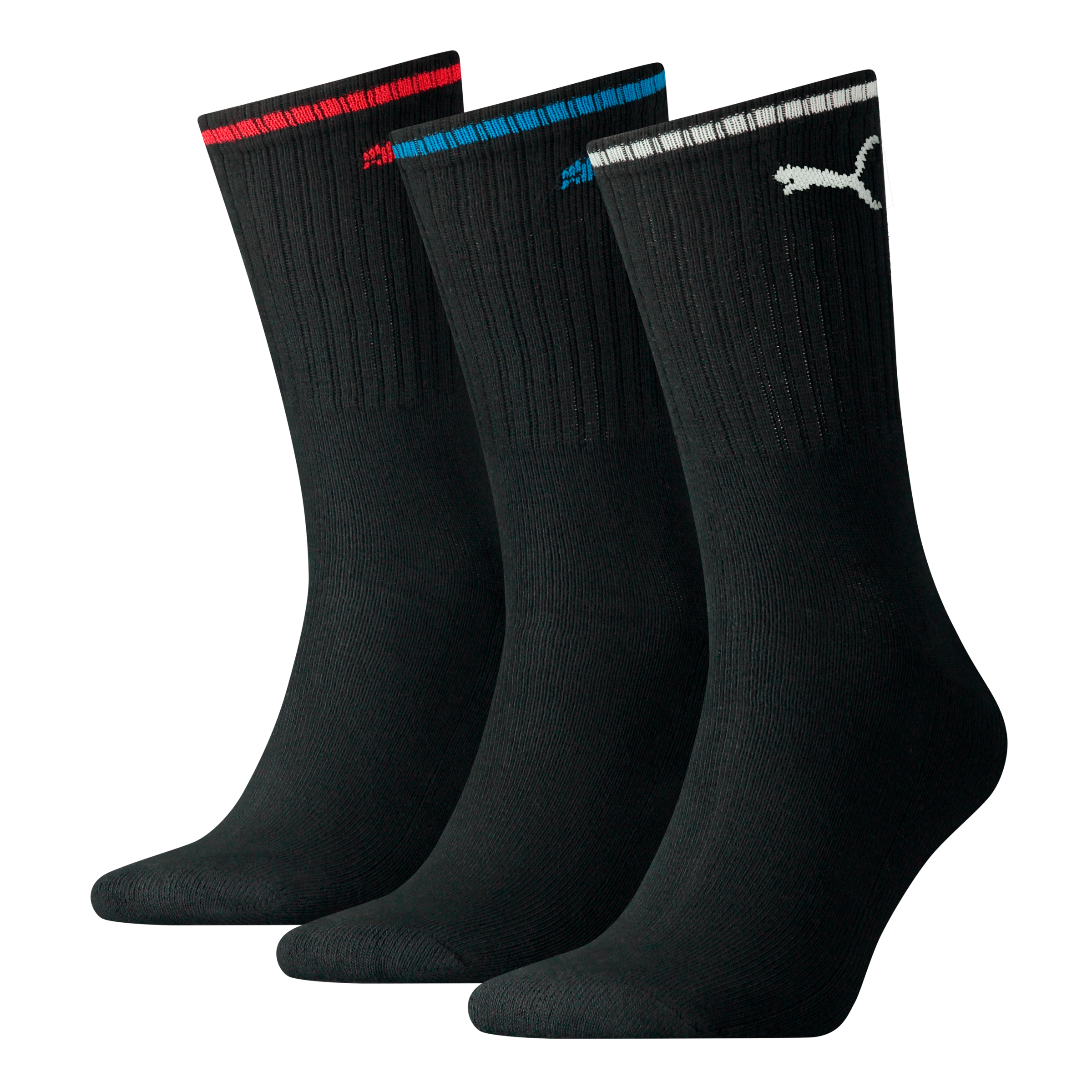 PUMA Sportsocken "PUMA UNISEX STRIPED CREW SOCK" 3 Stk. tlg. Komfort-Bund, Frottee-Polsterung, flache Zehennaht