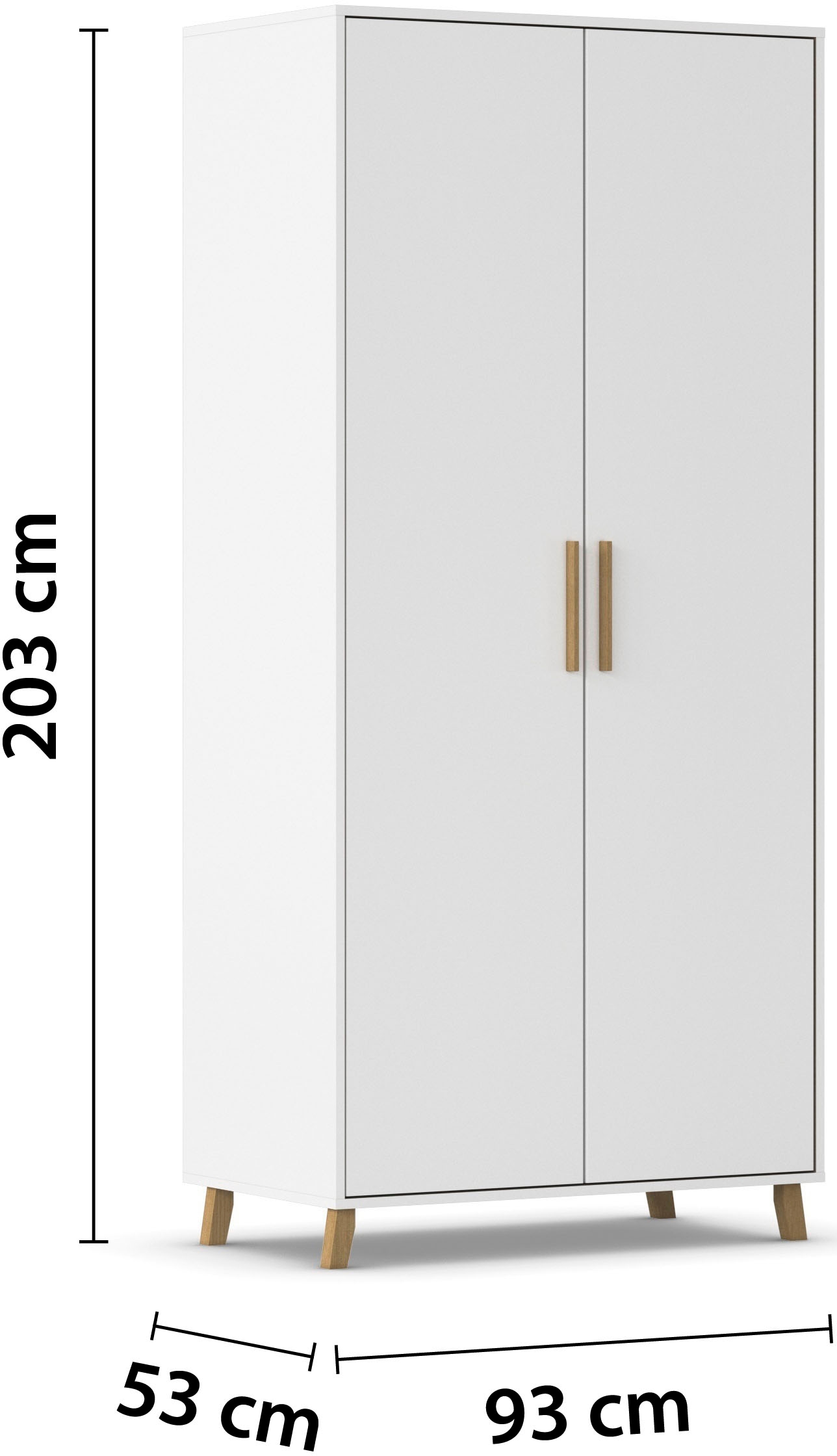 rauch Kleiderschrank »Drehtürenschrank Schrank Garderobe SHINJO Breiten 93/140/187 cm« in 3 verschiedenen Ausstattungen BASIC/CLASSIC/PREMIUM,  Griffe und Füsse aus Massivholz, viel Stauraum MADE IN GERMANY