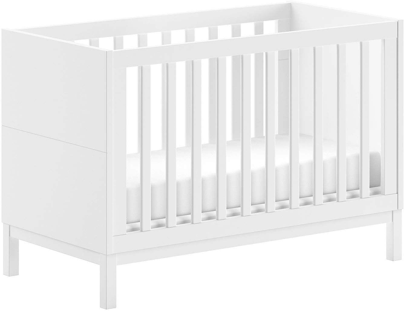 Vipack Ensemble de meubles pour bébé »Set best. aus Babybett 60/120, Kommode 3 Schubladen und Wickelaufsatz« 3 cuis tlg. au design épuré, surface laquée facile d'entretien en blanc