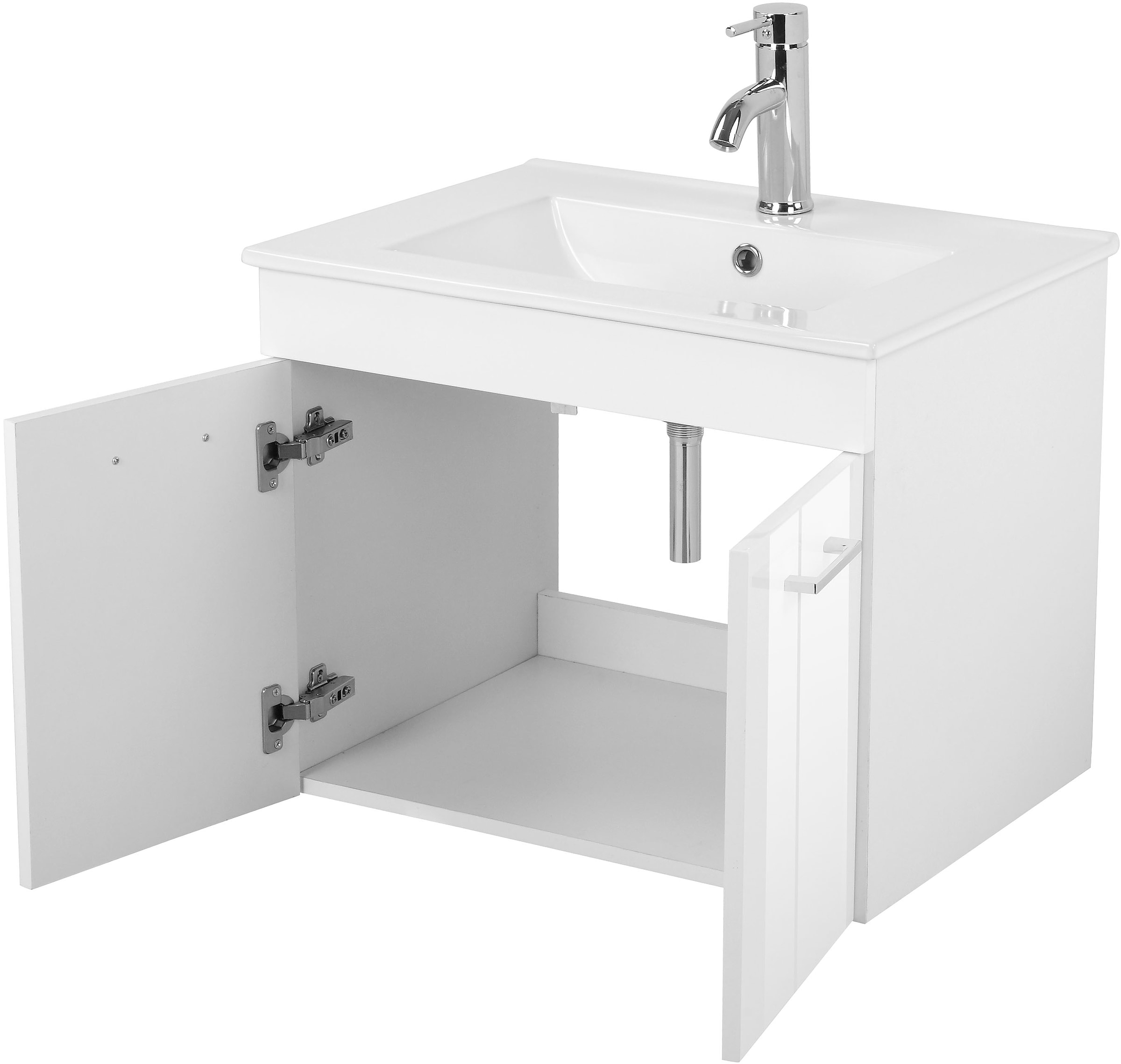 welltime Table de lavage »Florenz, Breite 60cm, 2 Tür, 2 Fächer, MDF-Front« Komplett-Set,  Waschplatz mit 2 Türen,in verschiedenen Farben erhältlich, Badmöbel