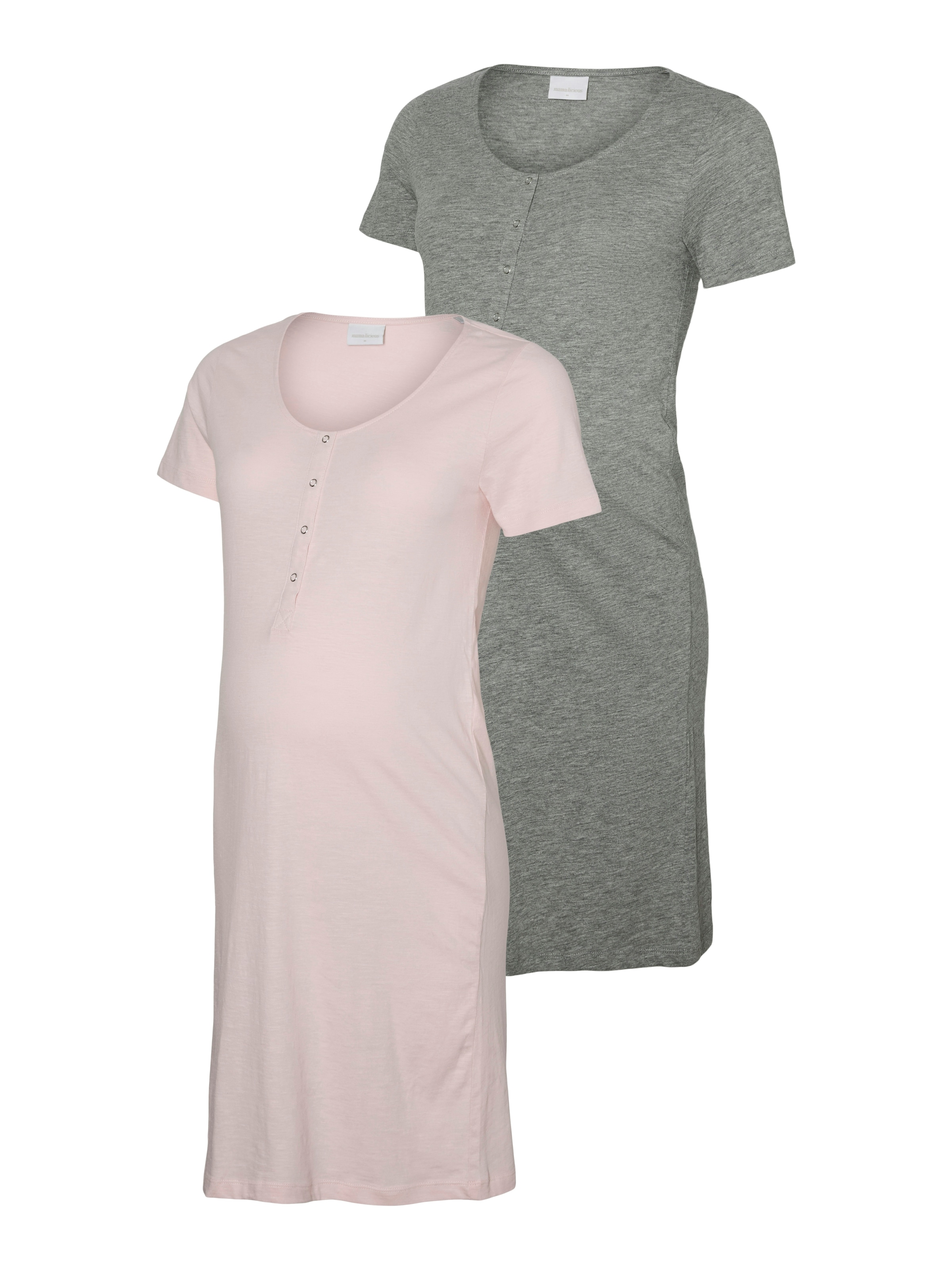 Mamalicious Chemise de nuit de grossesse »MLMIRA JRS NIGHTGOWN 2F 2-P NOOS« Paquet, 2 tlg. coupe genou, coupe ample, manches courtes, col rond
