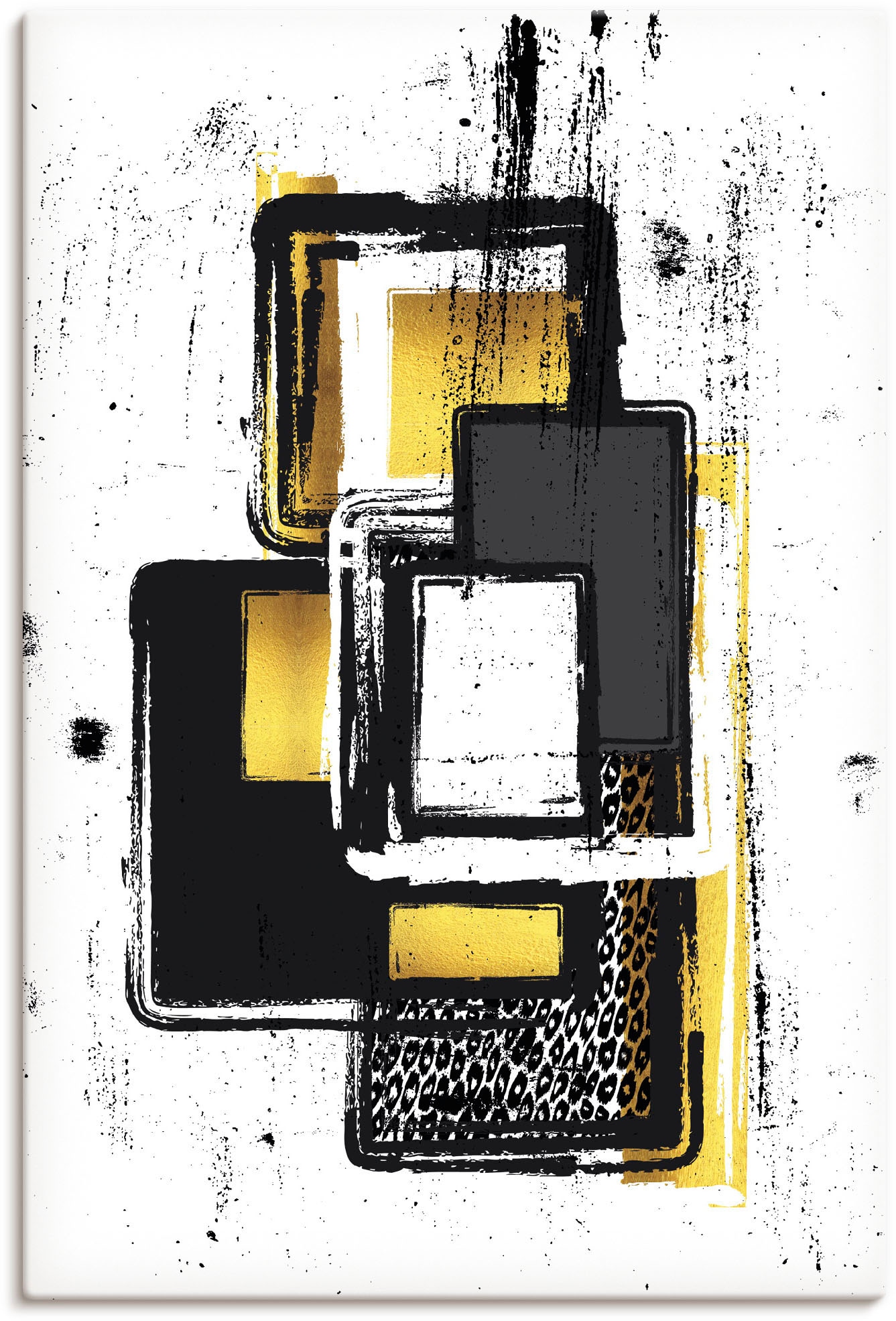 Image of Artland Leinwandbild "Abstrakte Malerei Nr. 3 gold" Muster 1 Stk. tlg. auf Holzrahmen gespannt
