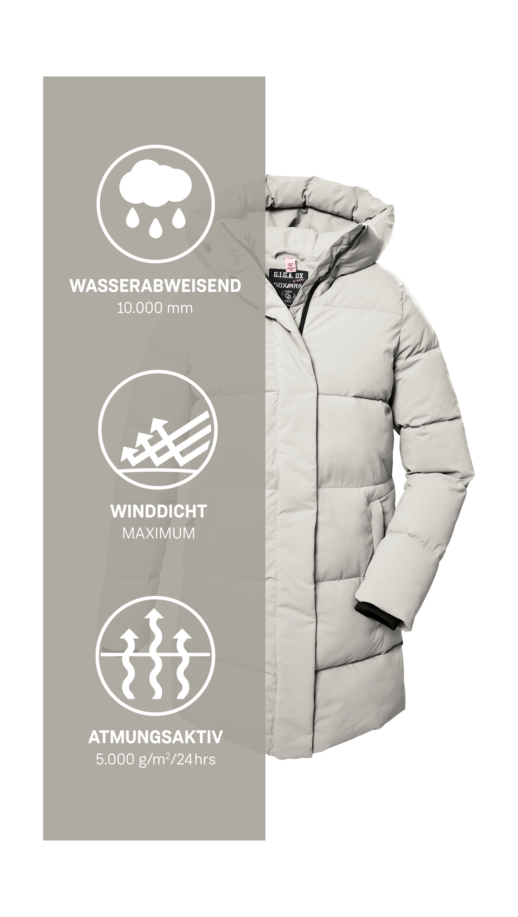 G.I.G.A. DX by killtec Steppmantel »GW 1 WMN QLTD PRK«, Damen Steppparka, winddicht, wasserabweisend, 10.000 mm Wassersäule
