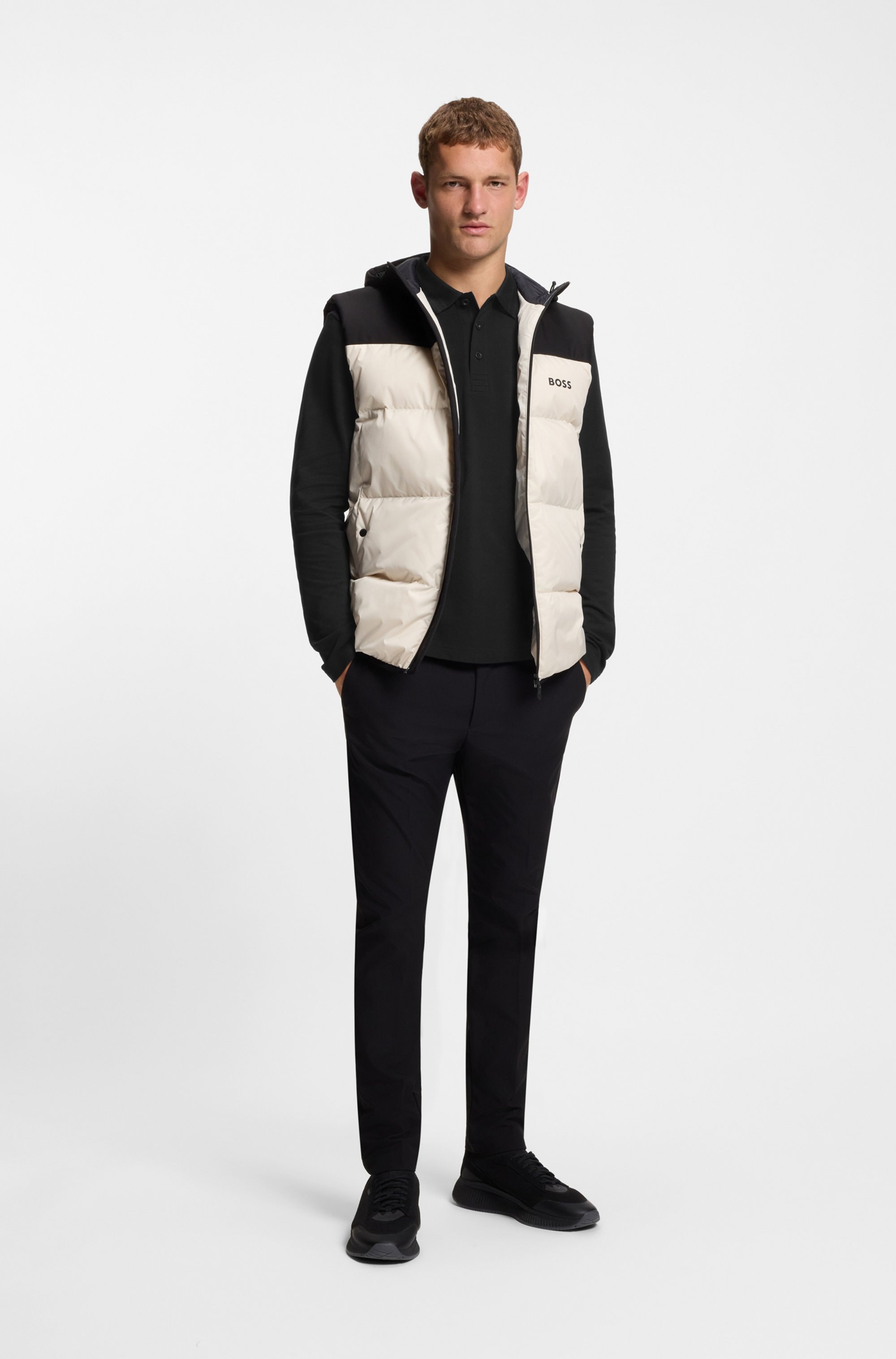 BOSS GREEN Polo à manches longues »Plisy« mit Streifen am Kragen