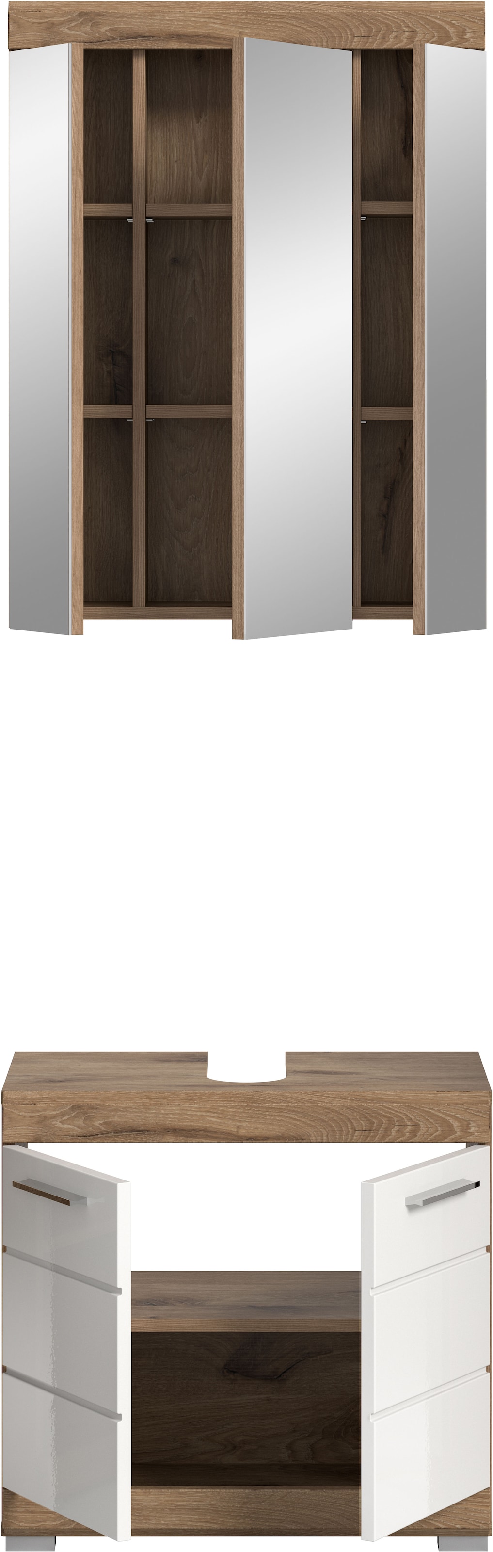 INOSIGN Badmöbel-Set »Siena, 2 tlg., bestehend aus: Waschbeckenunterschrank, Spiegelschrank« Set, TOPSELLER!, 2 Stk. tlg.