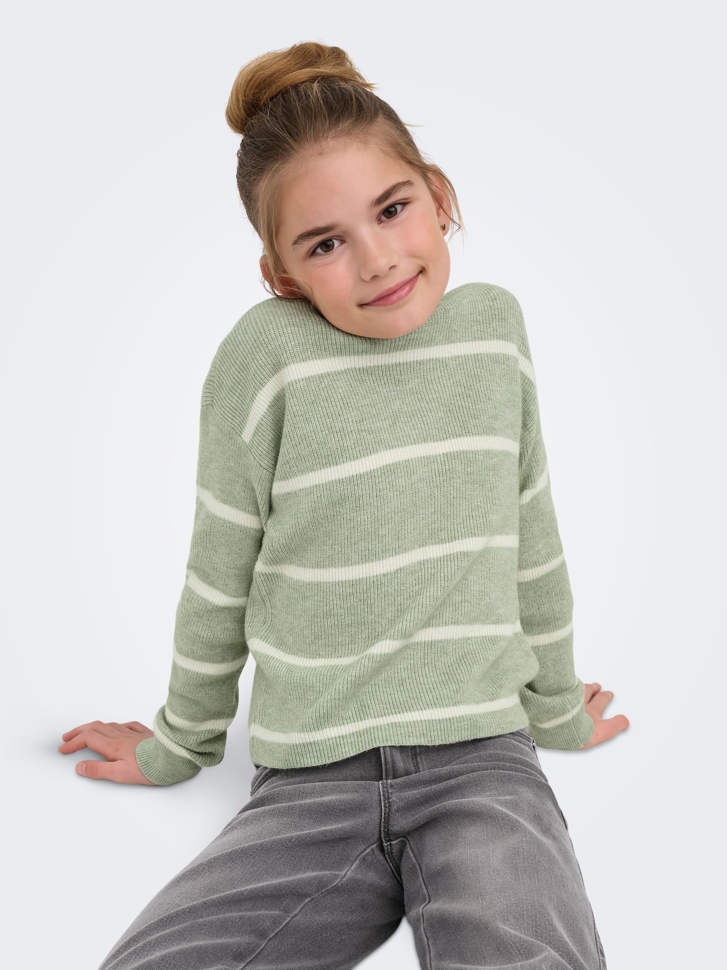 KIDS ONLY Pull en tricot »KOGFRANCA SHORT L/S STRIPE KNT NOOS« mélange viscose, coupe ample