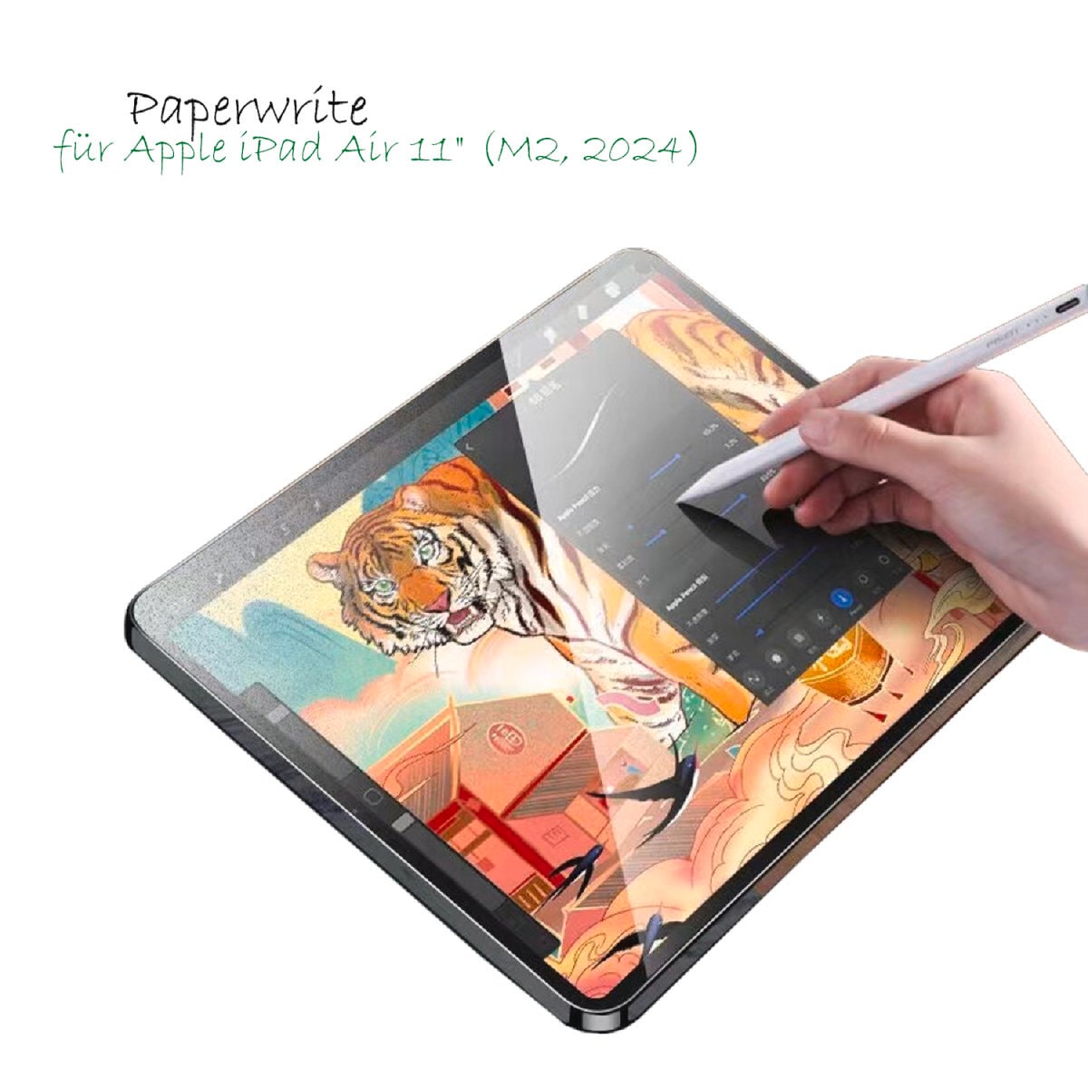 4smarts Displayschutzfolie »Paperwrite Screen Protector«, für Apple iPad Air 11 (M2, 2024), Papierhaptik, Schutzfolie, Bildschirmschutz, kratz- & stossfest