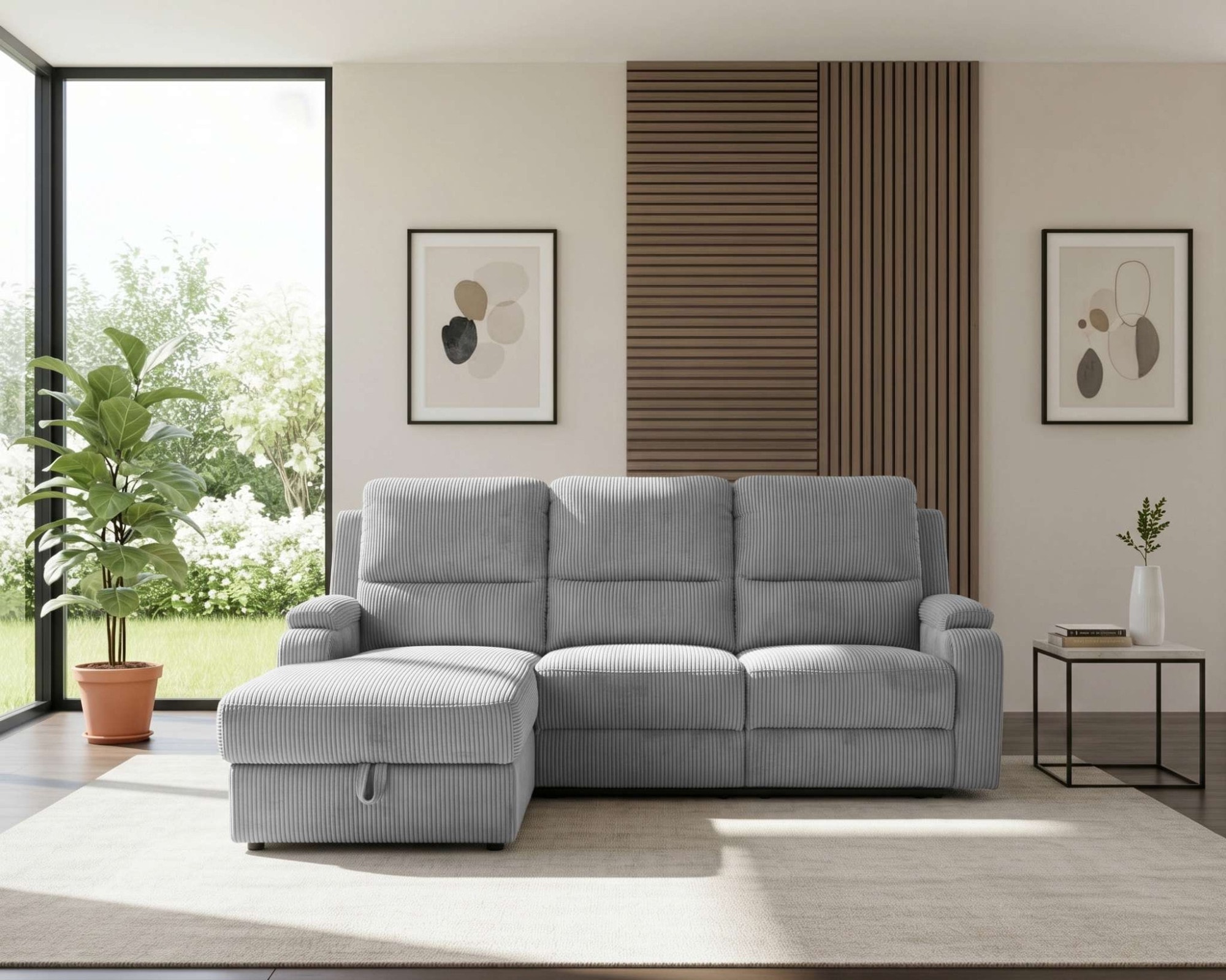 GOODproduct Ecksofa »NAPORI Cord, Multimediasofa, L-Form« man. oder elektr. Relaxfuntion, USB-A bei elektr. Variante, Staukasten