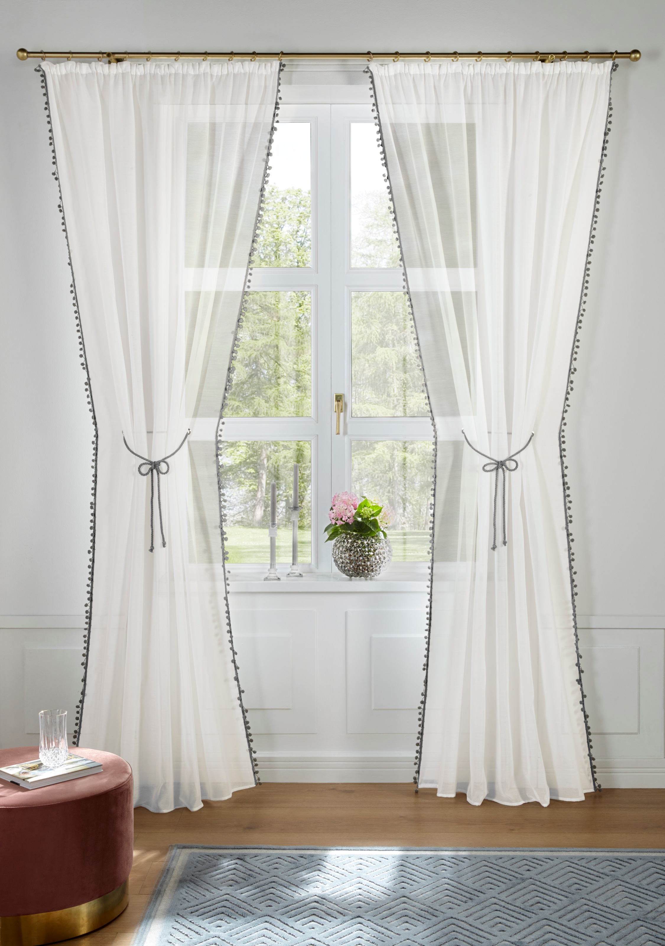 Image of Guido Maria Kretschmer Home&Living Gardine »Mira«, (1 St.), transparent, mit Raffkordel und Bommeln bei Ackermann Versand Schweiz