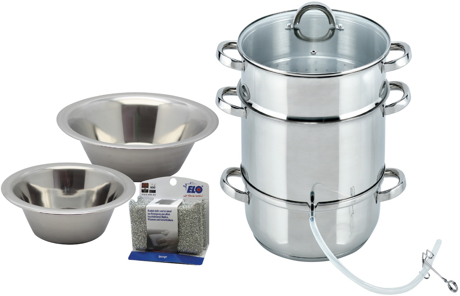 Image of Elo Topf-Set, Edelstahl 18/10, (Set, 5 tlg.), zum schonenden Entsaften von Gemüse und Obst, Induktion bei Ackermann Versand Schweiz