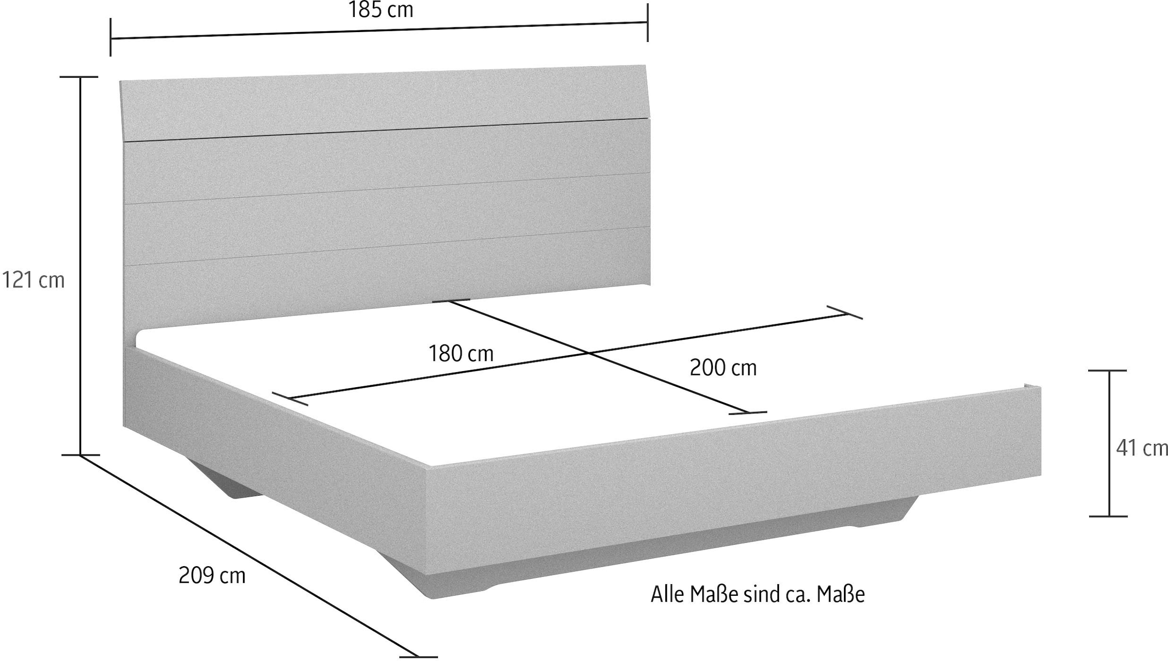 GOODproduct Futonbett »Schlafzimmermöbel Schlafzimmer Einzelbett Doppelbett Holzbett KOLUNA« Liegefläche 180x200 cm, Bettseitenhöhe 41 cm,  mit hohem Kopfteil in Lattenoptik zum Anlehnen MADE IN GERMANY