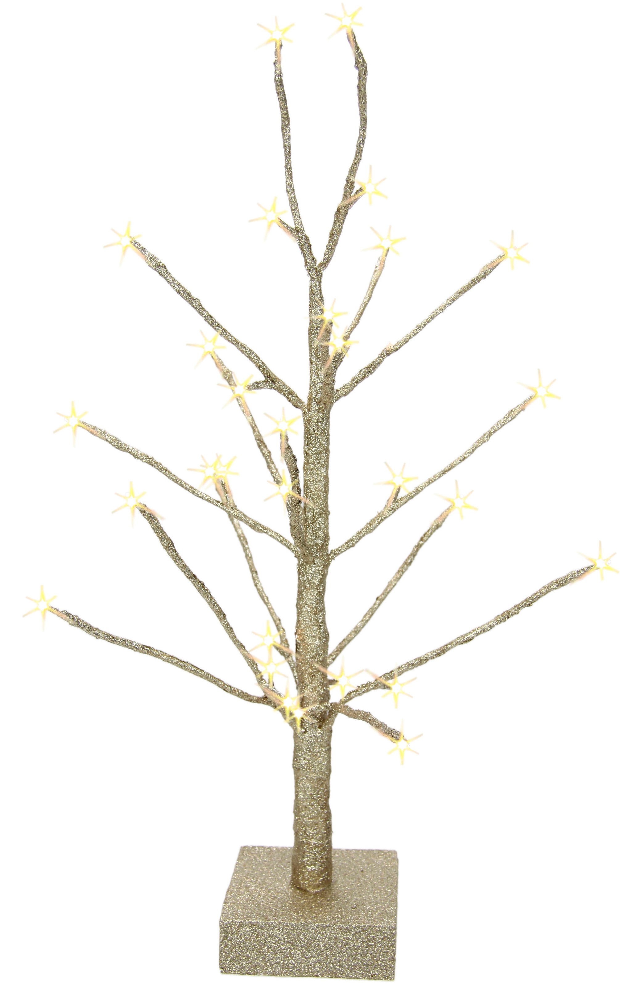 Image of I.GE.A. Dekobaum "Künstlicher Weihnachtsbaum, Weihnachtsdeko, Kunstbaum" mit Glitzer und LED Beleuchtung, champagnerfarben, Höhe 65 cm