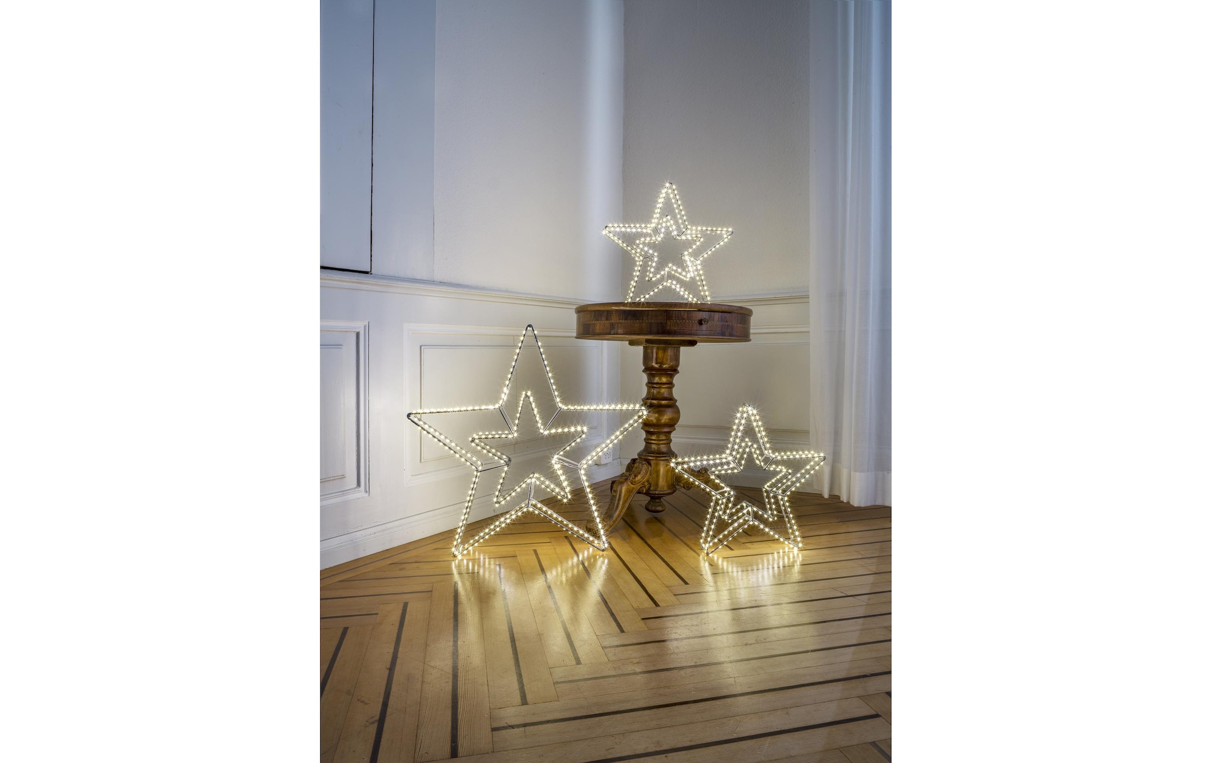 STT LED Dekofigur »3D Double Star Argento 38cm« Warmweiss
