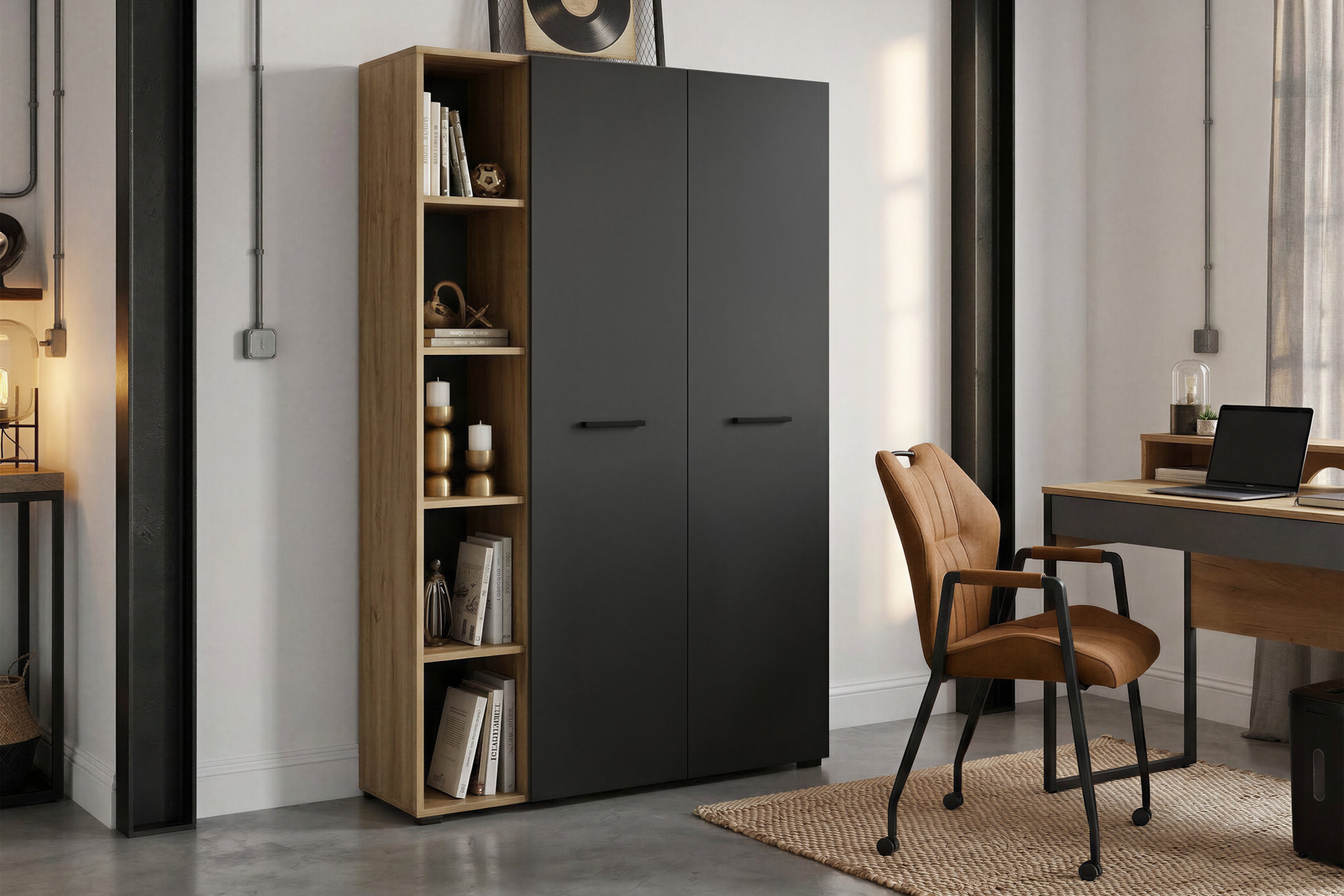 GOODproduct Computerschrank »Moid« Set,  PC-Schrank, mit zwei Türen, mit Tastaturauszug, B 88 cm