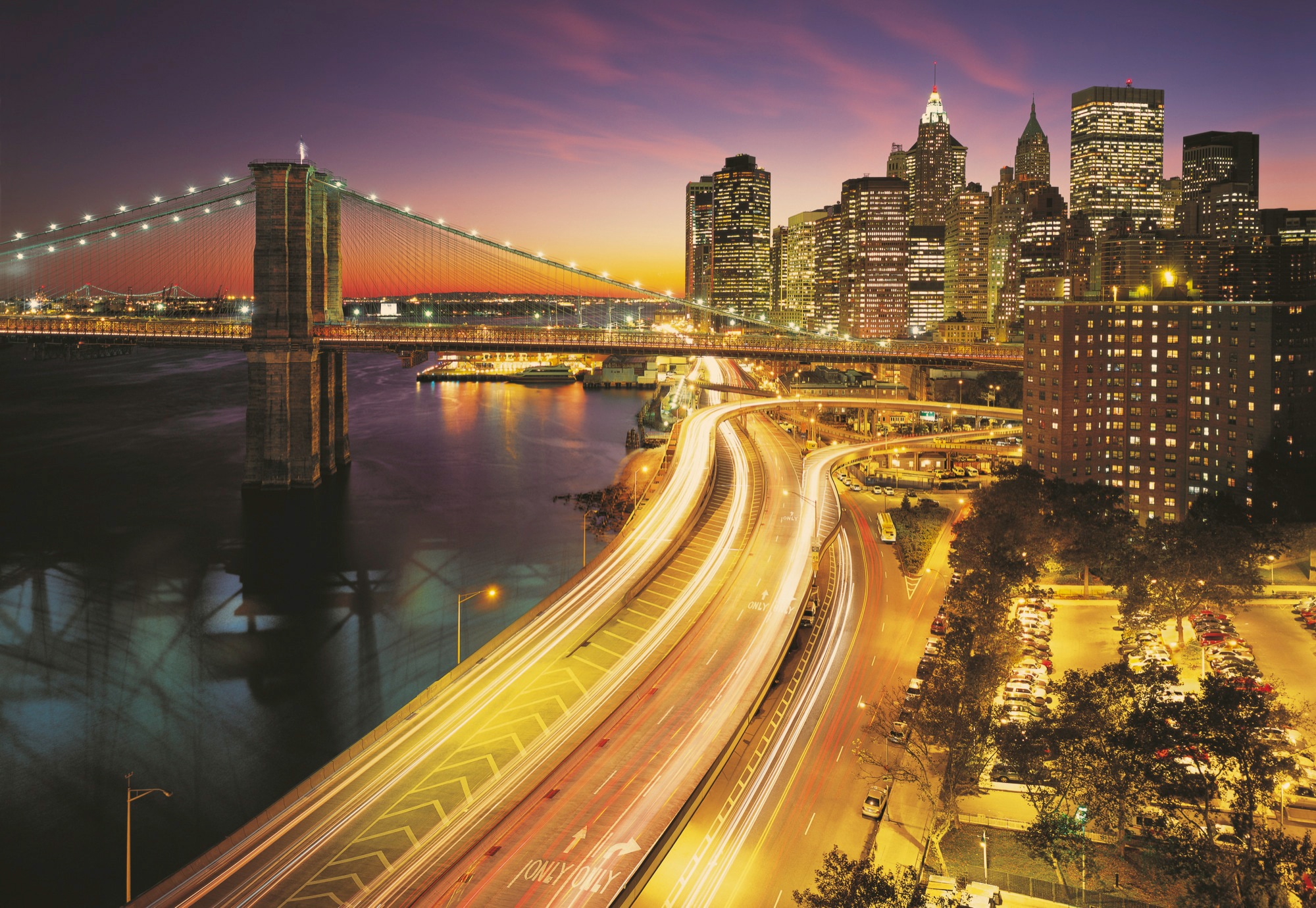Image of Komar Fototapete "NYC Lights - Grösse 368 x 254 cm" bedruckt glatt Wohnzimmer, Schlafzimmer