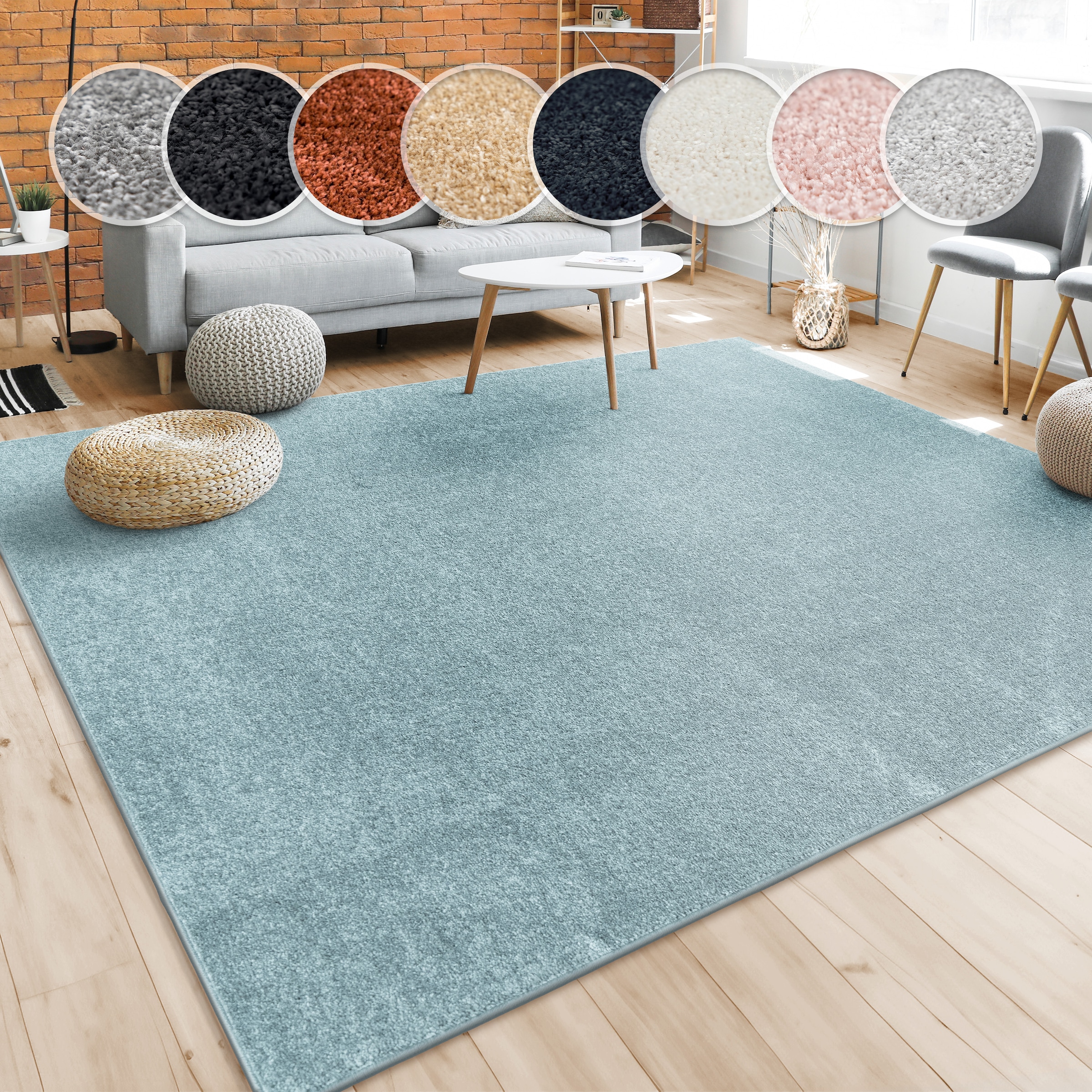 Image of Paco Home Teppich "Porto 890" rechteckig 13 mm Höhe Kurzflor, Uni-Farben, ideal im Wohnzimmer & Schlafzimmer