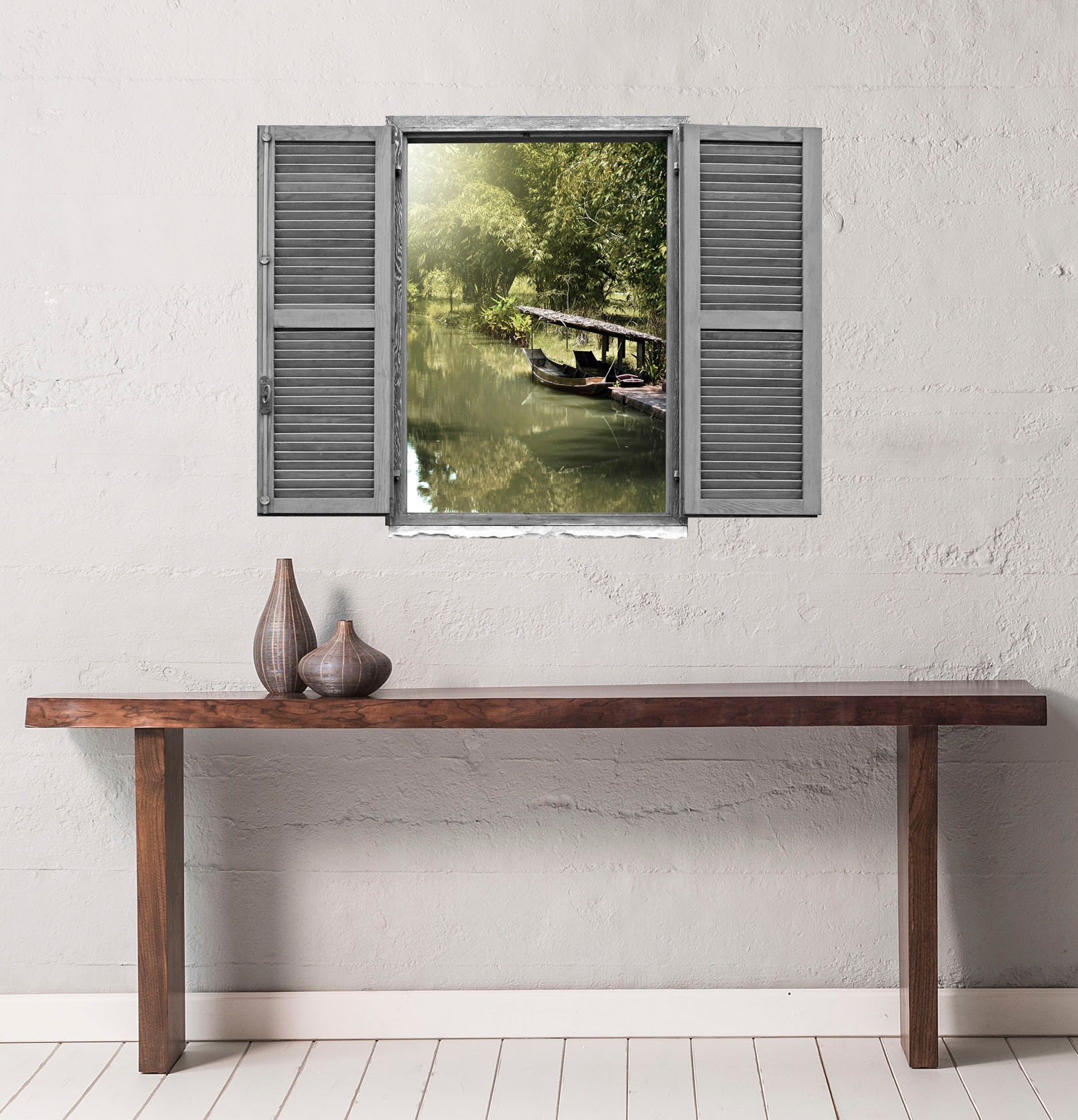 queence Autocollant mural »Asiatischer Dschungel mi« Wandsticker, Wandbild, selbstklebend, 3D, Fenster