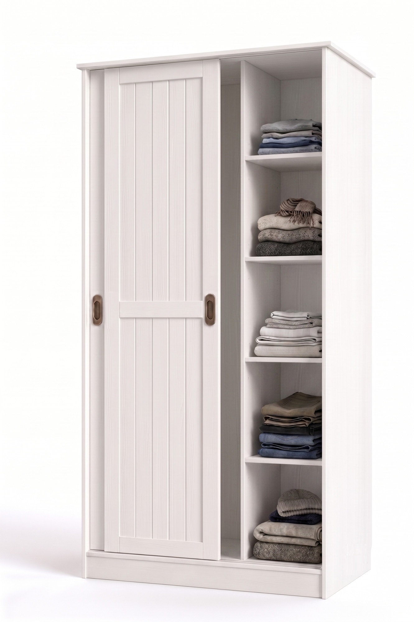 GOODproduct Armoire vestiaire »Malmö Mehrzweckschrank mit Schiebetüren und Spiegel« En pin massif certifié FSC®, L/l/H 93/37/187 cm