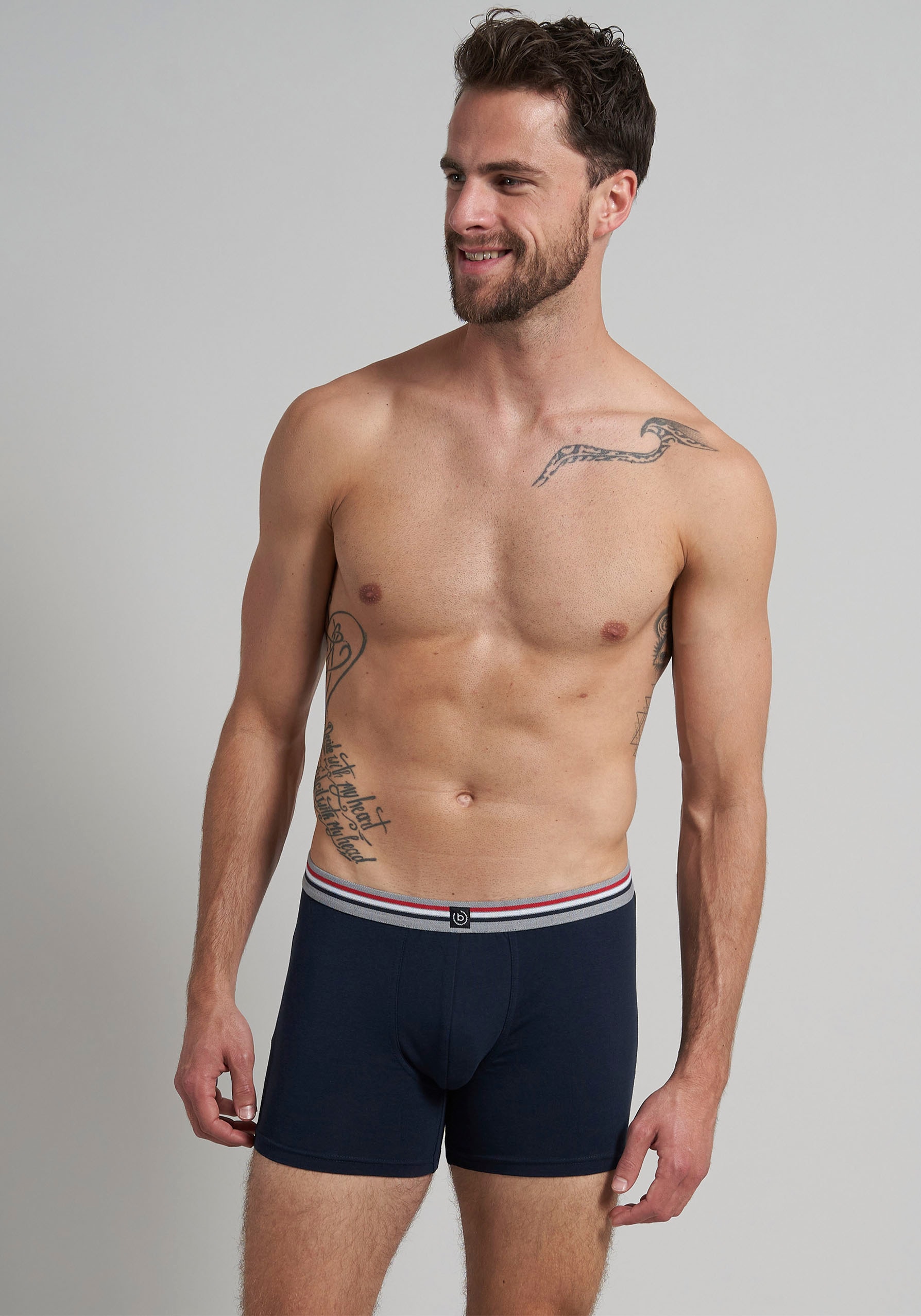 bugatti Boxershorts »Prag« 3er Pack, 3 bequem, atmungsaktiv, Baumwollmix, mit Logo, eng, lang