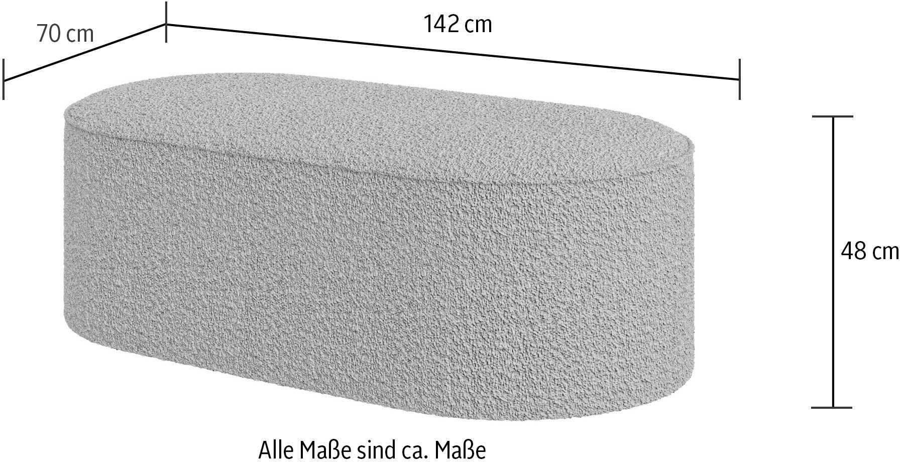 andas Polsterhocker »EIVIND Sitzhocker, Masse: B/T/H: 142/70/48 cm«, auch in Bouclé und Feincord, mit Wellenunterfederung
