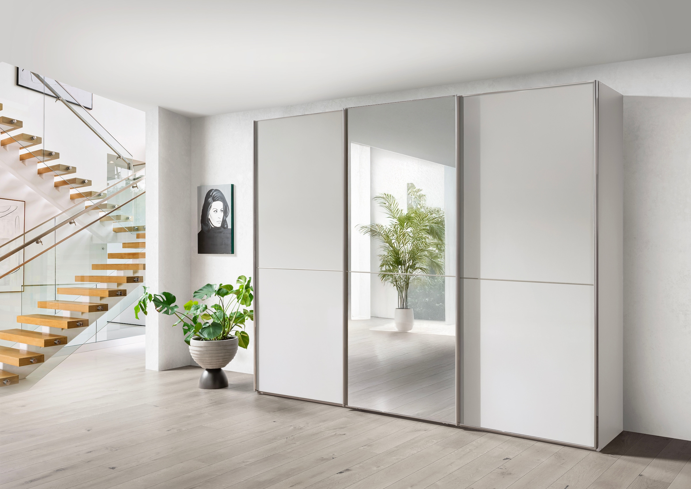 WIEMANN Schwebetürenschrank »Phoenix, Made in Germany, modernes Design, Highlight, Blickfang« Viele Farbkombinationen, in 4 Breiten und in 2 Höhen erhältlich,  maximaler Staurraum, inkl.Einlegeböden, Wäscheböden u. Dämpfer