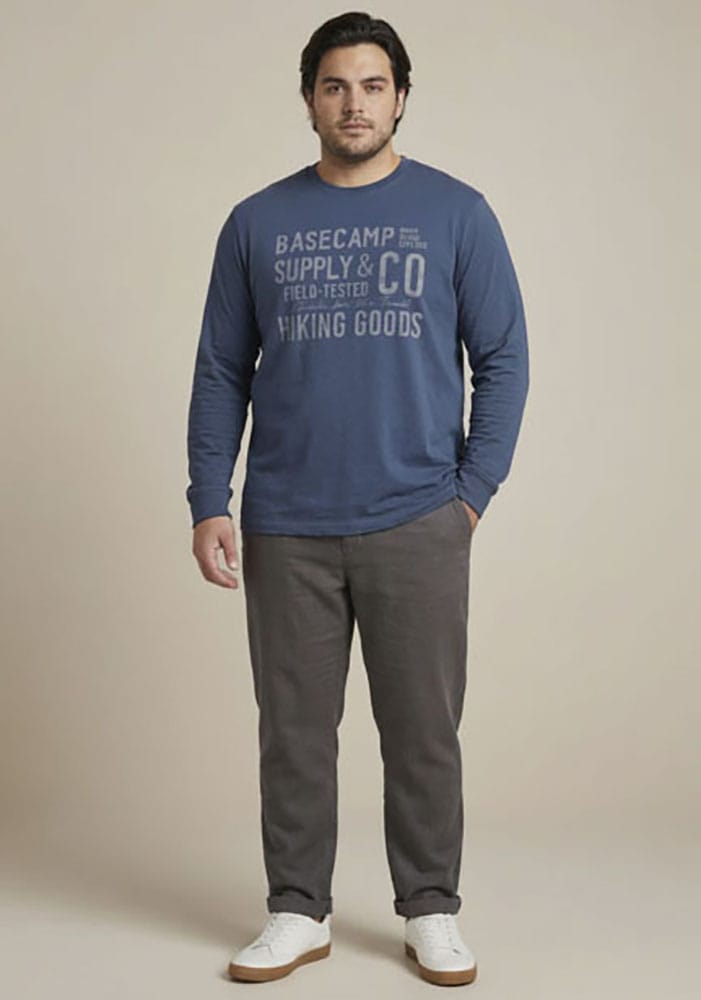 Man's World Plus Rundhalsshirt »auch in Grosse Grössen bis Gr. 7XL« Regular Fit, Langarm, bedruckte Optik, für Casualmode