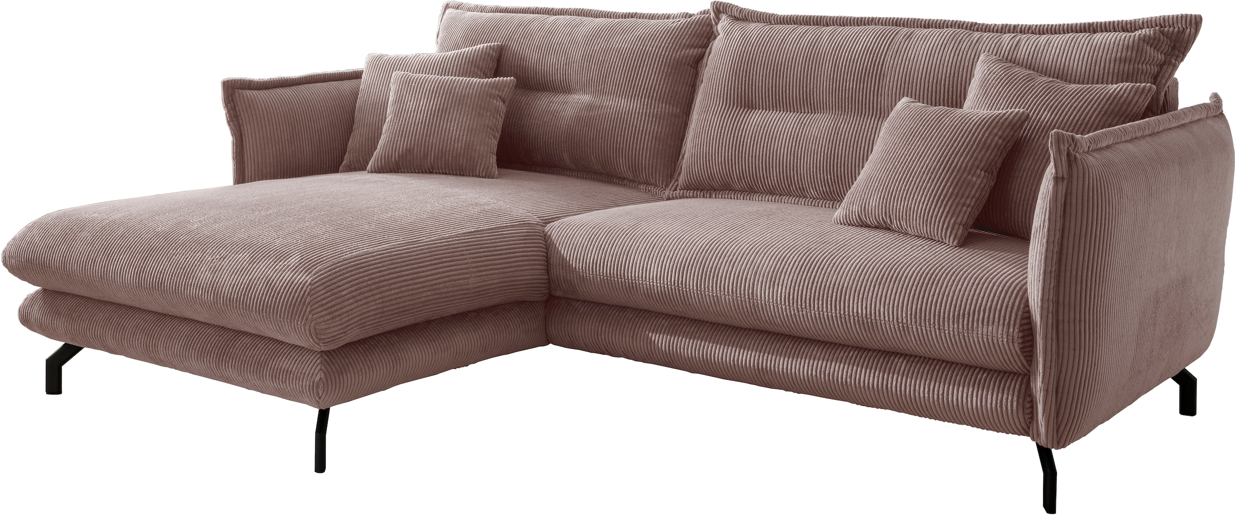 Home affaire Ecksofa »Lazio modern und bequem, schmale Armlehnen, tolle Detailverarbeitung« zwei verschiedene Fussfarben wählbar
