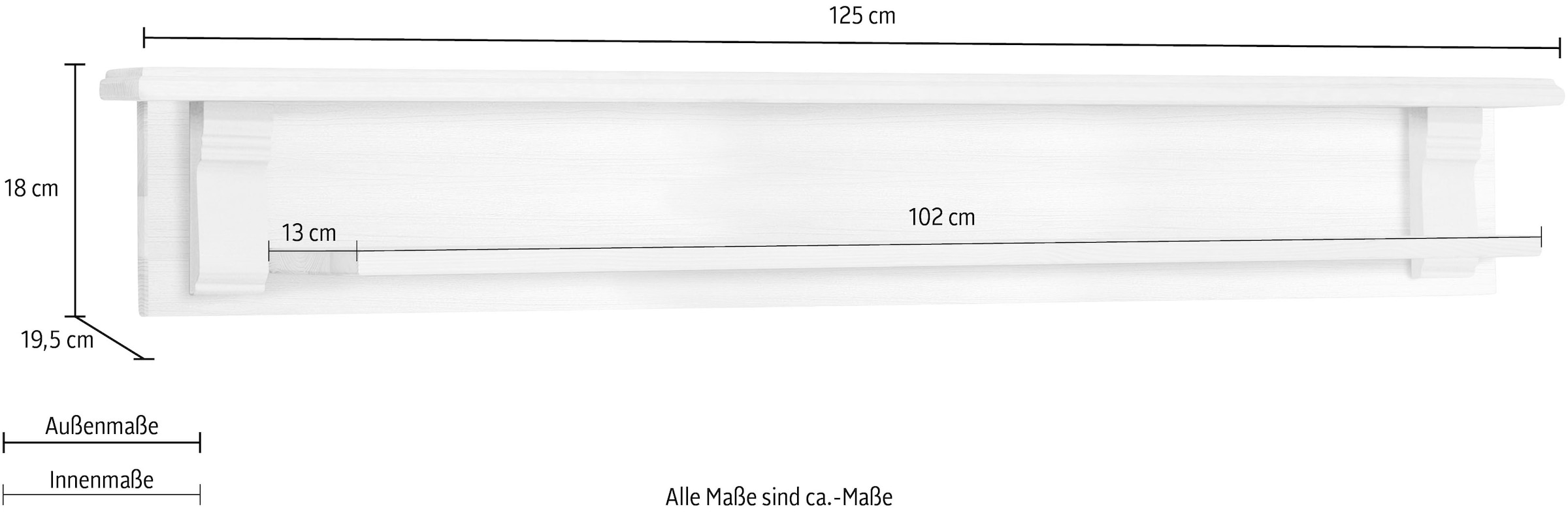 Home affaire Wandregal »Anna«, Breite 125 cm, aus massiver Kiefer, FSC®