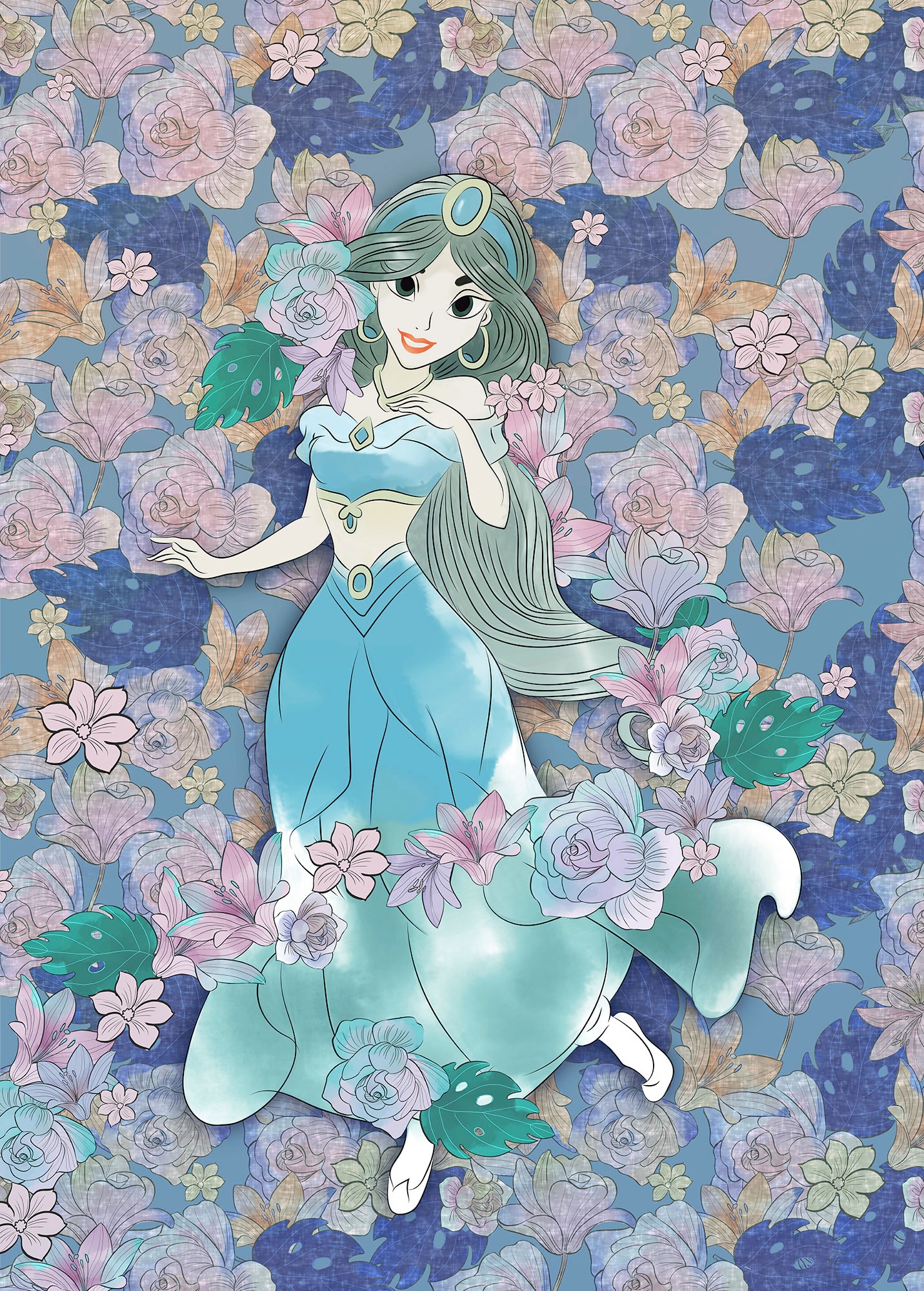 Image of Komar Vliestapete "Digitaldruck Vlies - Jasmin Colored Flowers - Grösse 200 x 280 cm" bedruckt glatt Kinderzimmer