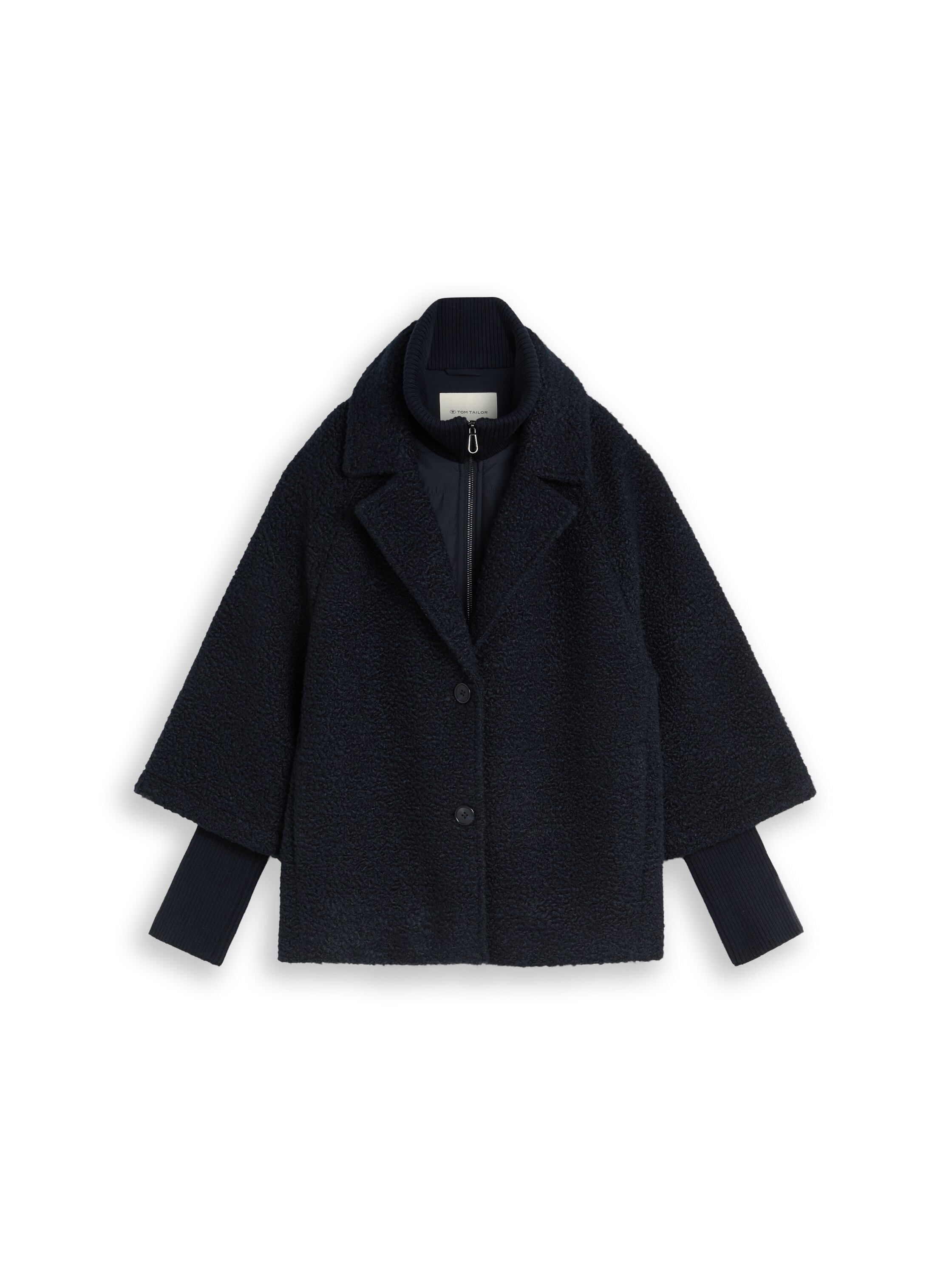 TOM TAILOR Veste en fausse fourrure »Regular« sans capuche avec col revers, col montant intégré et patte de boutonnage