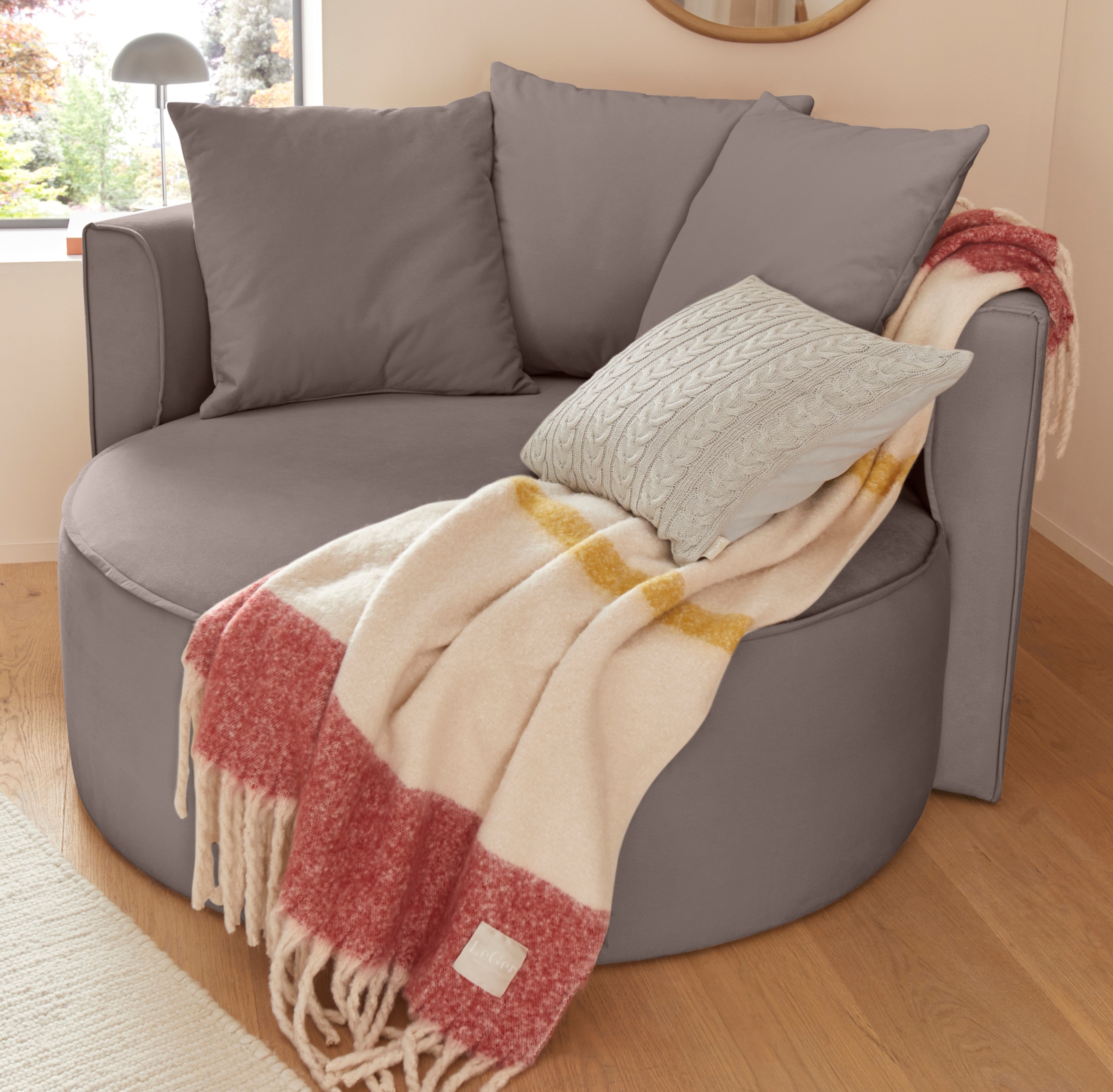 LeGer Home by Lena Gercke XXL-Sessel »Isalie, Lesesessel, Loveseat, inklusive Zierkissen«, extra grosse Sitzfläche, optional mit Hocker, Cord, Samt, Bouclé